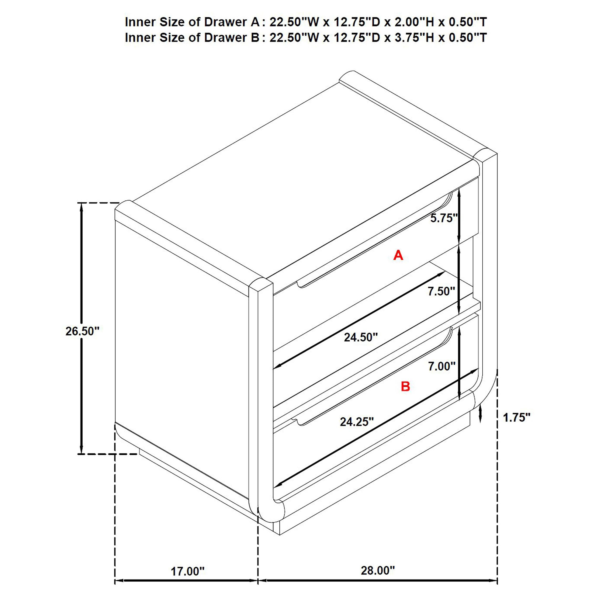  Coaster Furniture Leandro 222492 2-drawer LED Nightstand with USB - Burnished Black IMAGE 13