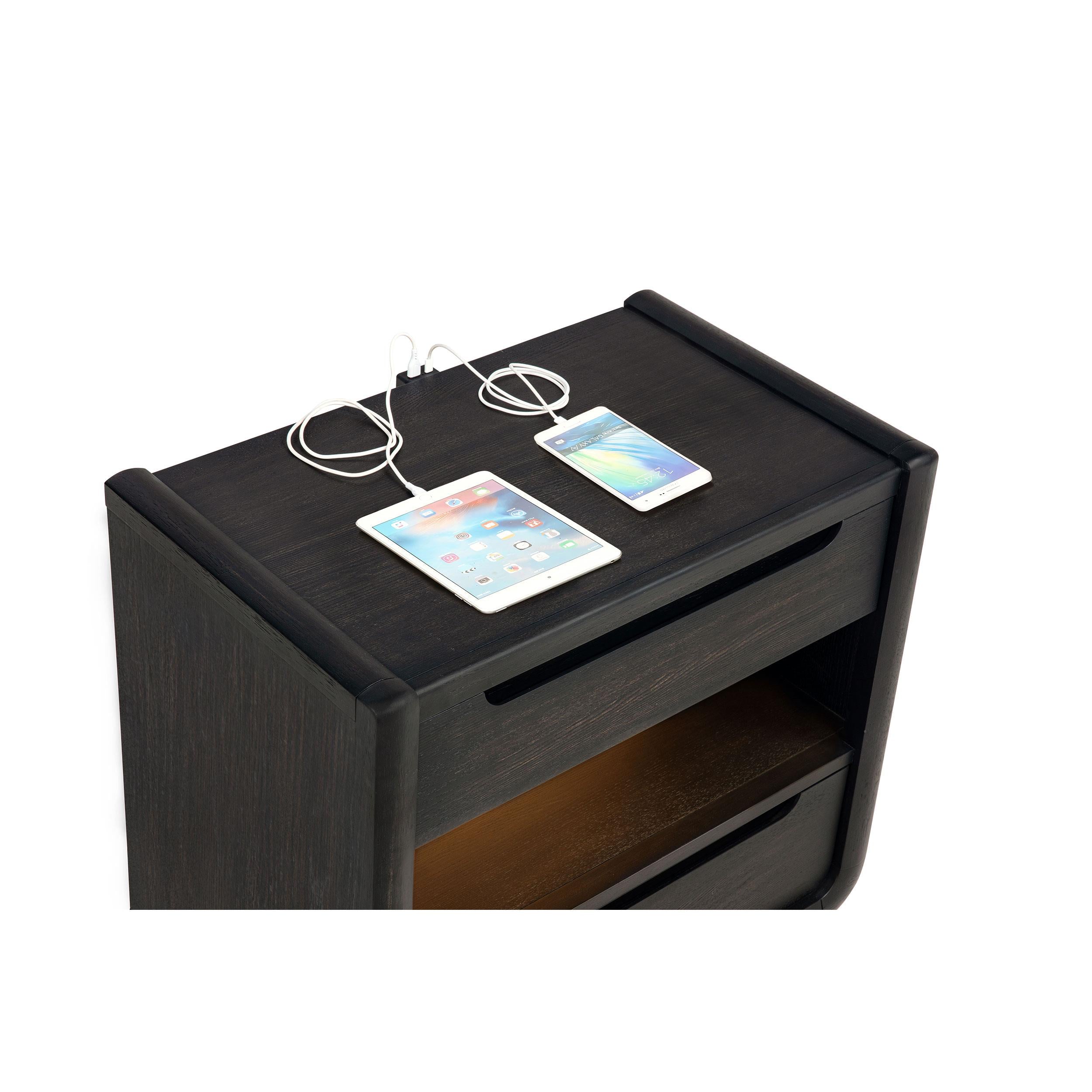 Coaster Furniture Leandro 222492 2-drawer LED Nightstand with USB - Burnished Black IMAGE 4