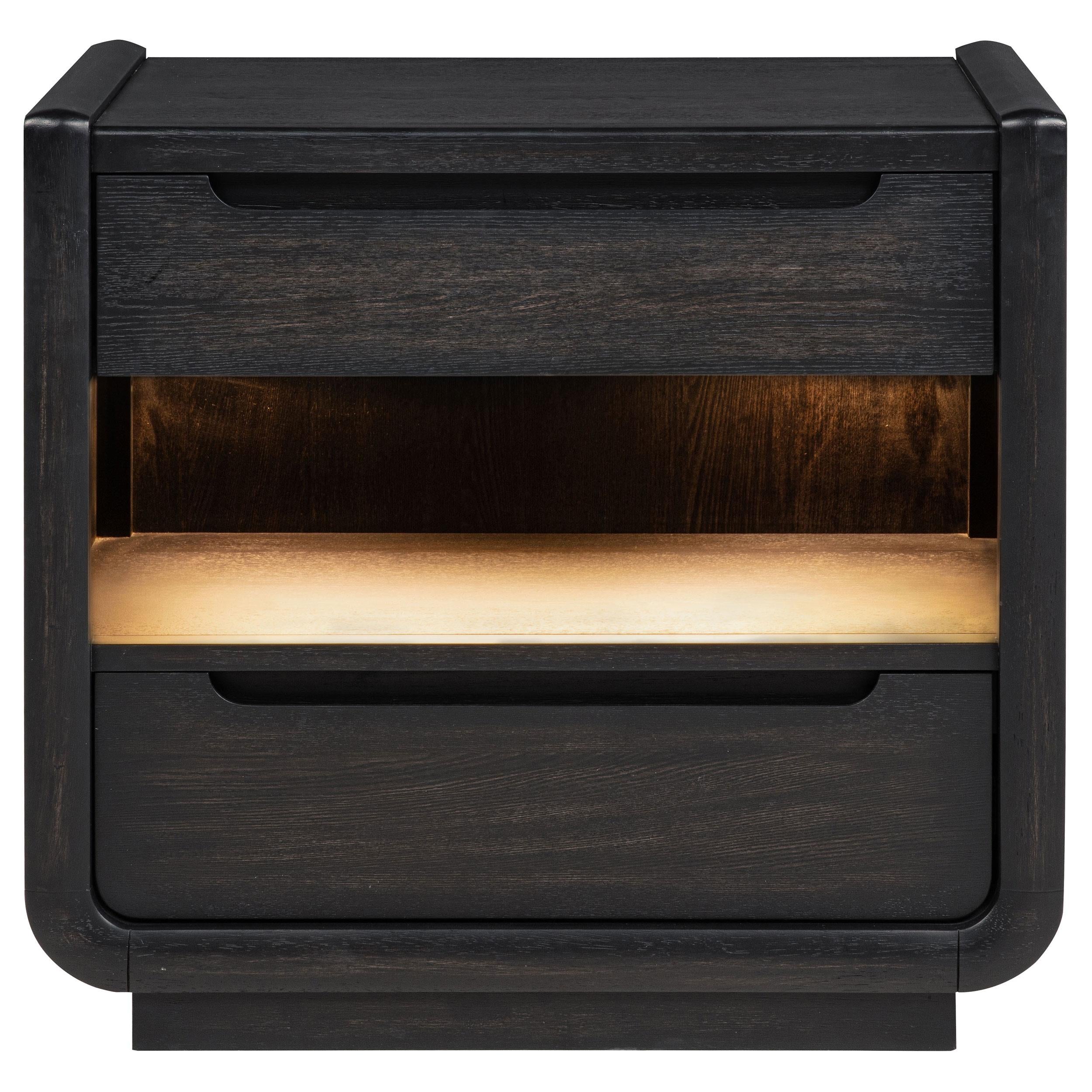  Coaster Furniture Leandro 222492 2-drawer LED Nightstand with USB - Burnished Black IMAGE 8