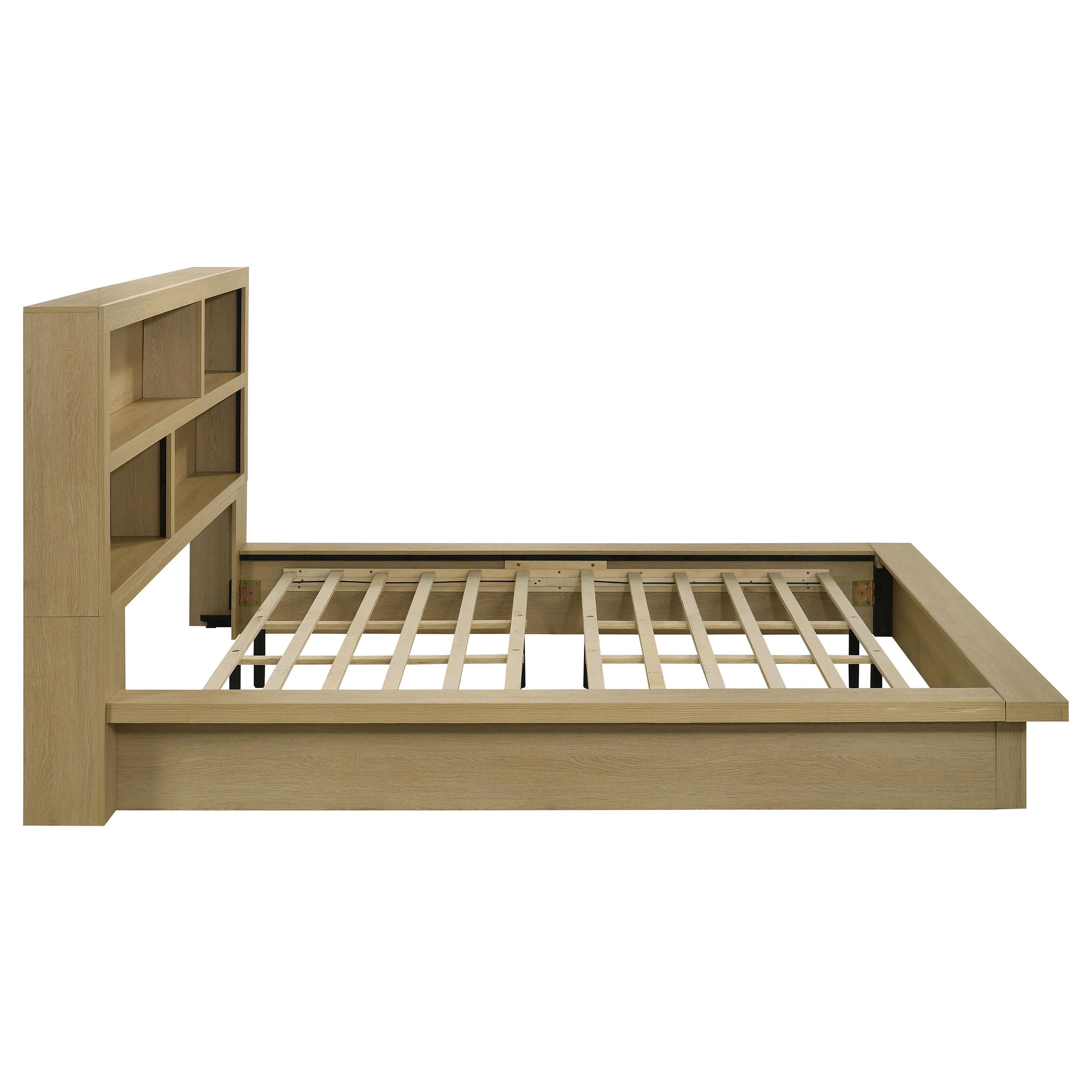  Coaster Furniture Hendricks 222650KE Eastern King Bookcase Headboard Platform Bed - Light Oak IMAGE 7