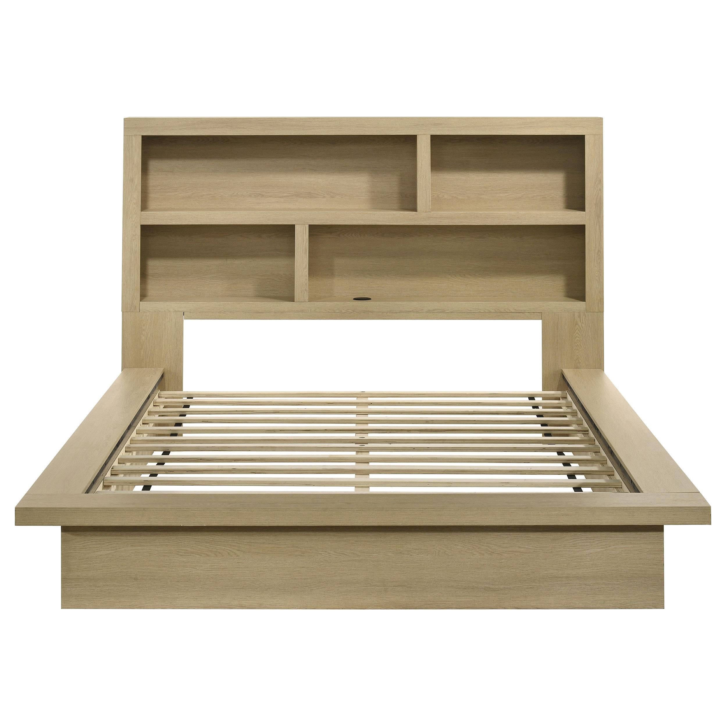  Coaster Furniture Hendricks 222650Q Queen Bookcase Headboard Platform Bed - Light Oak IMAGE 3