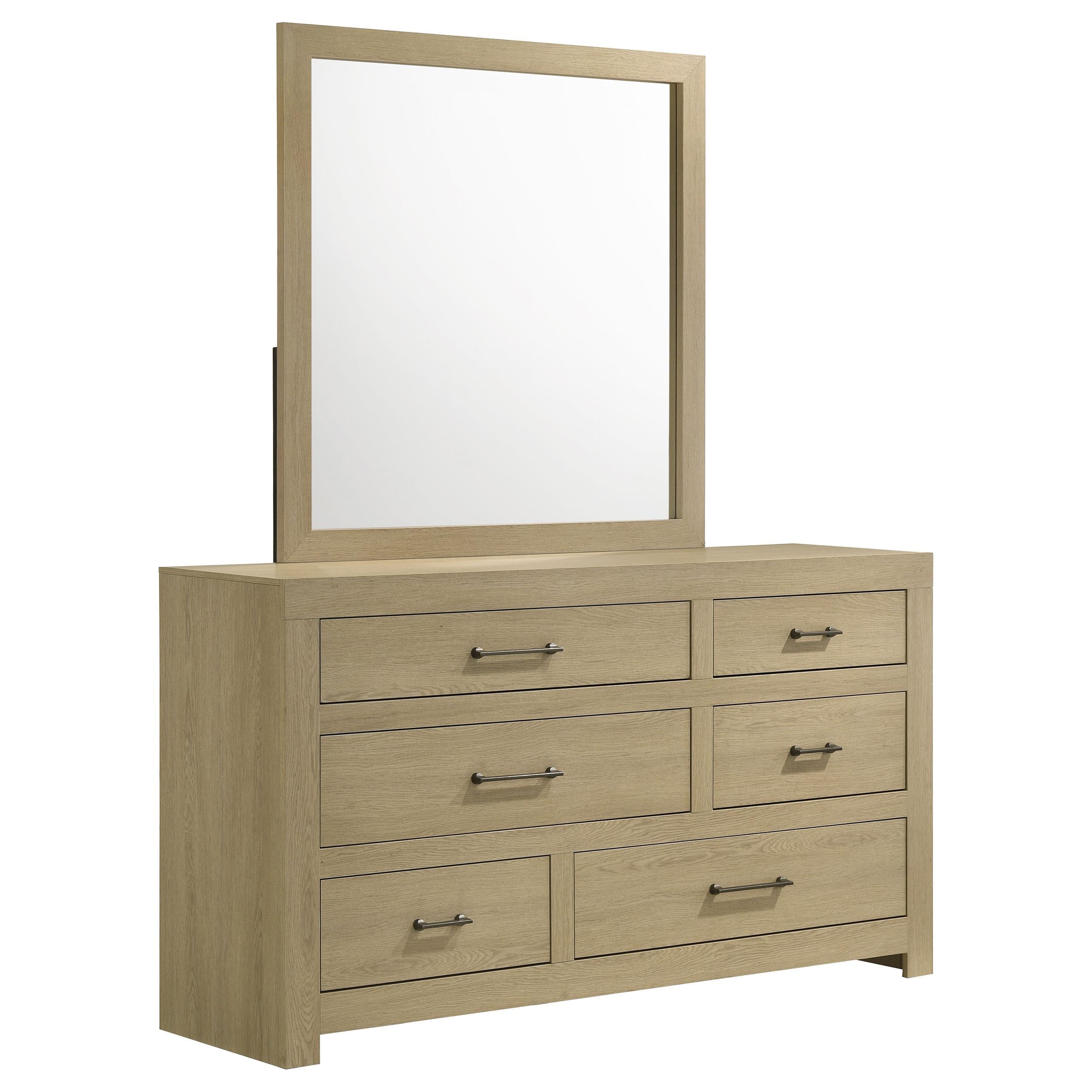  Coaster Furniture Hendricks 222653M 6-drawer Bedroom Dresser and Mirror - Light Oak IMAGE 1