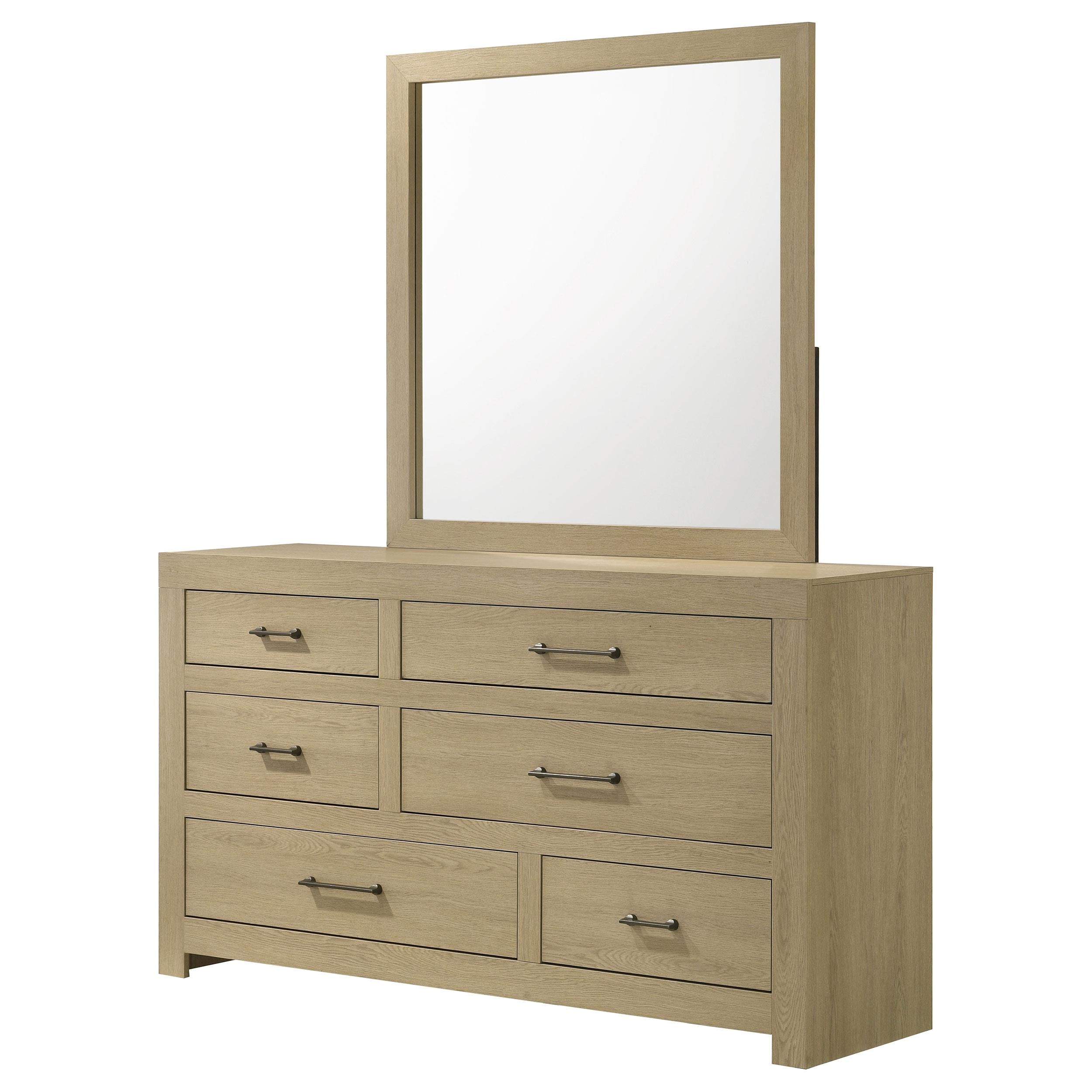  Coaster Furniture Hendricks 222653M 6-drawer Bedroom Dresser and Mirror - Light Oak IMAGE 10
