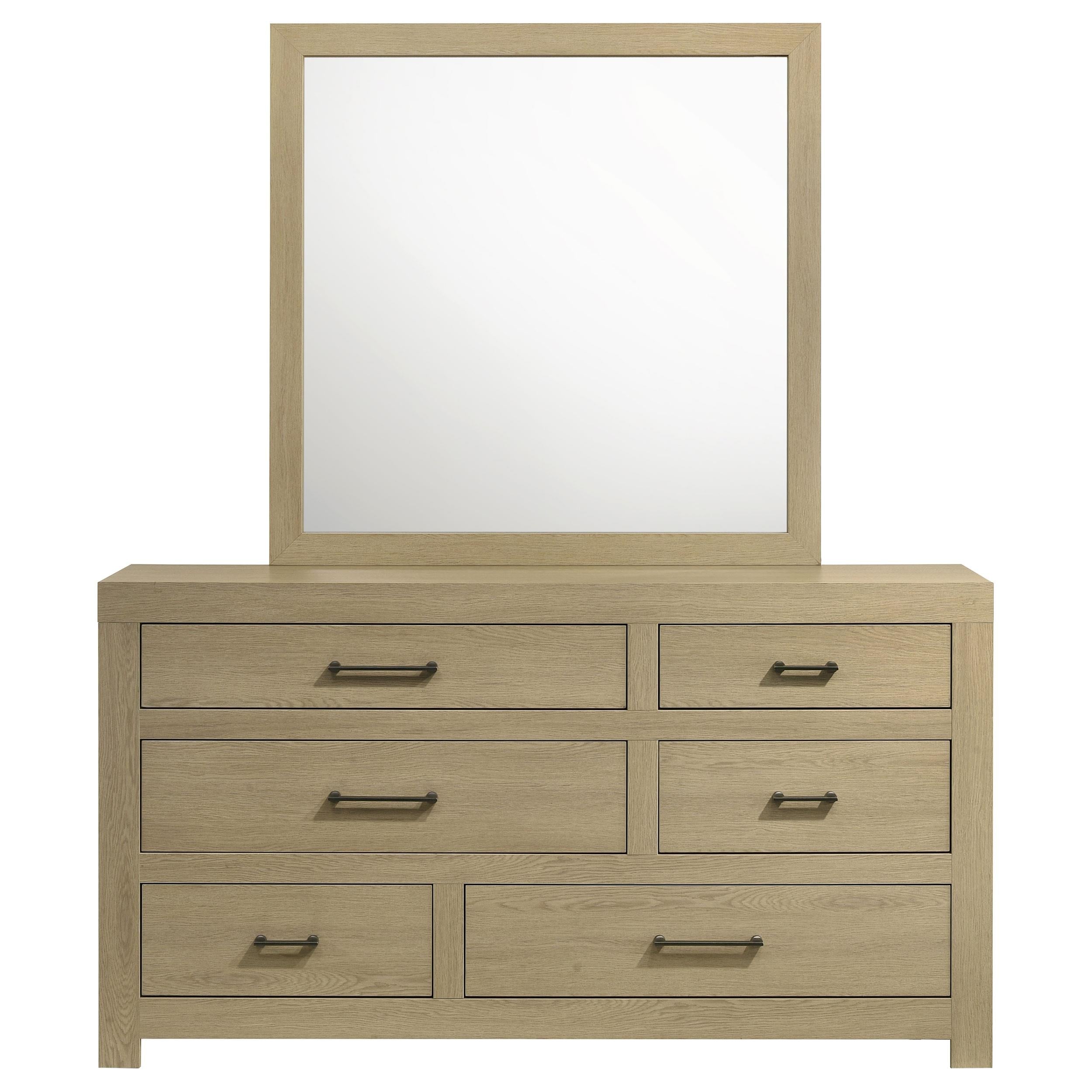  Coaster Furniture Hendricks 222653M 6-drawer Bedroom Dresser and Mirror - Light Oak IMAGE 9