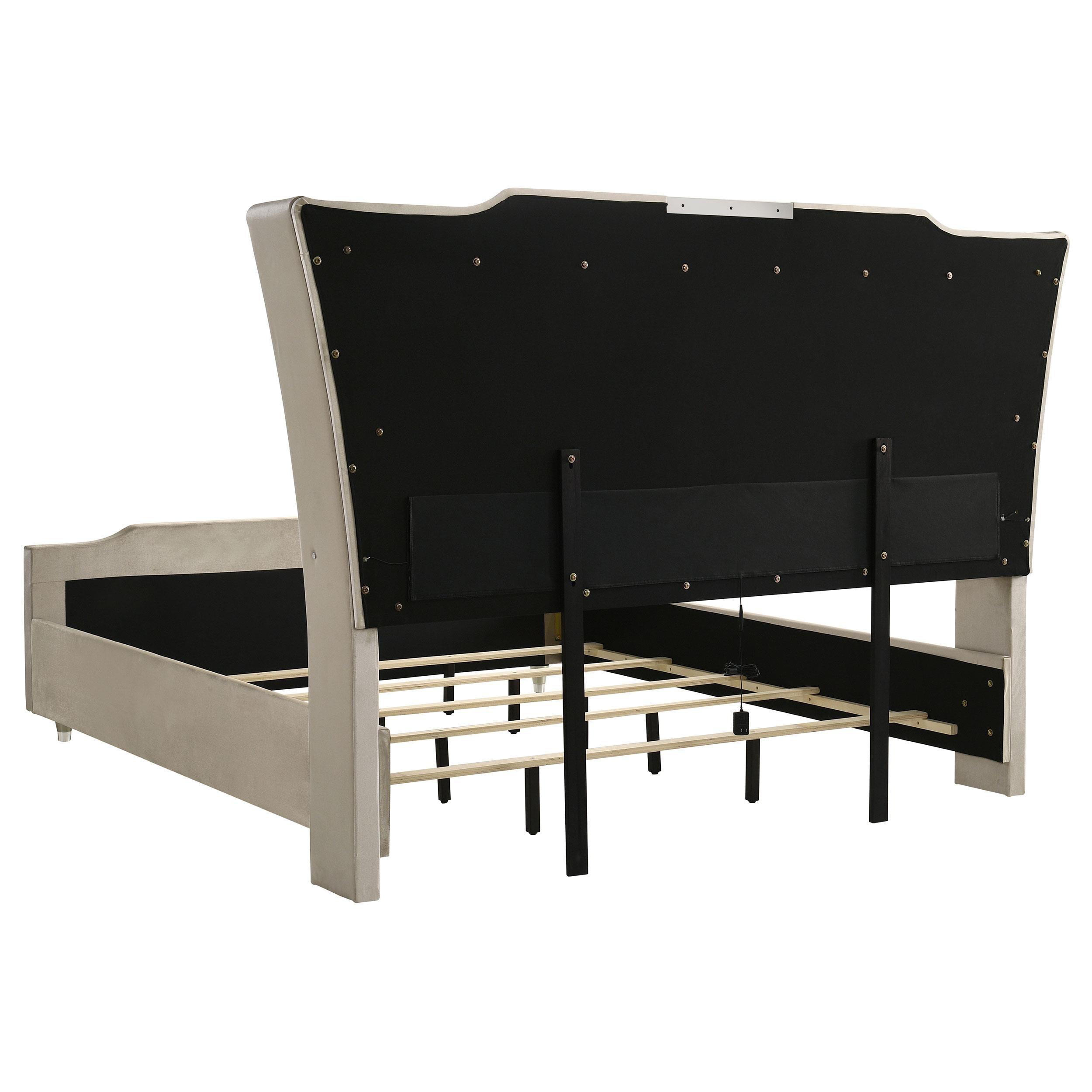  Coaster Furniture Lorient 222661KE Eastern King LED Upholstered Bed - Ivory/Camel IMAGE 3