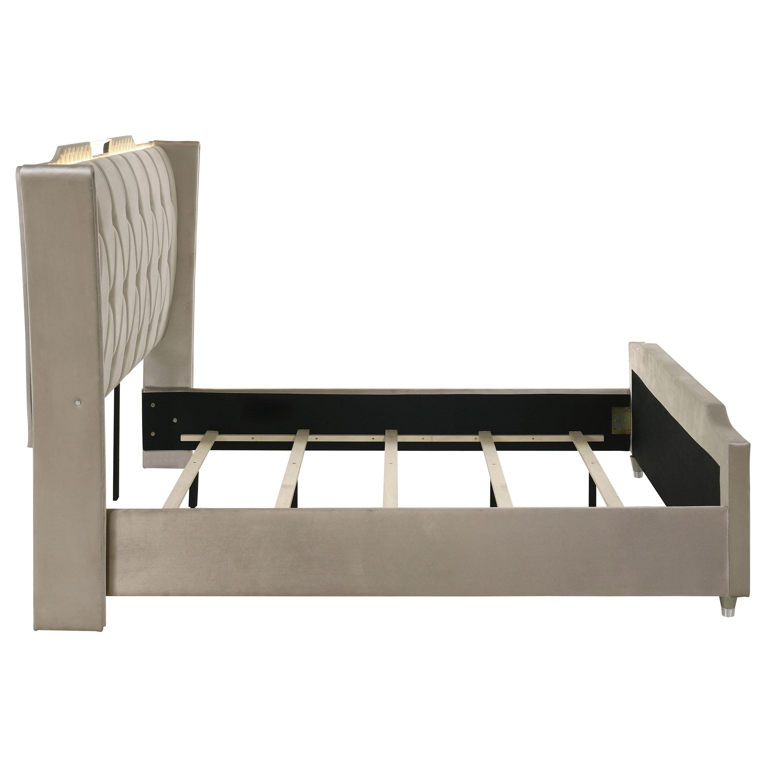 Coaster Furniture Lorient 222661KE Eastern King LED Upholstered Bed - Ivory/Camel IMAGE 5