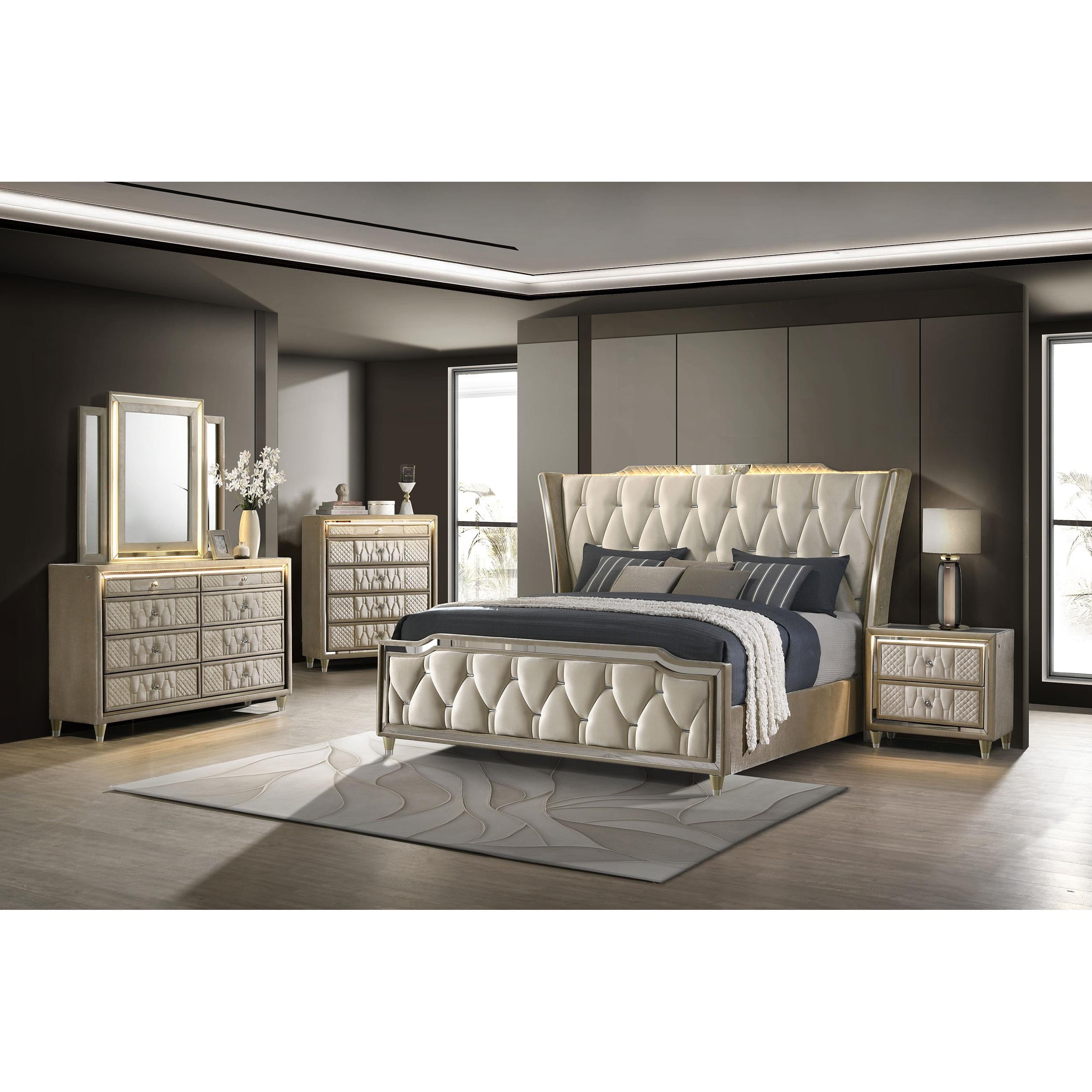  Coaster Furniture Lorient 222661KW California King LED Upholstered Bed - Ivory/Camel IMAGE 11