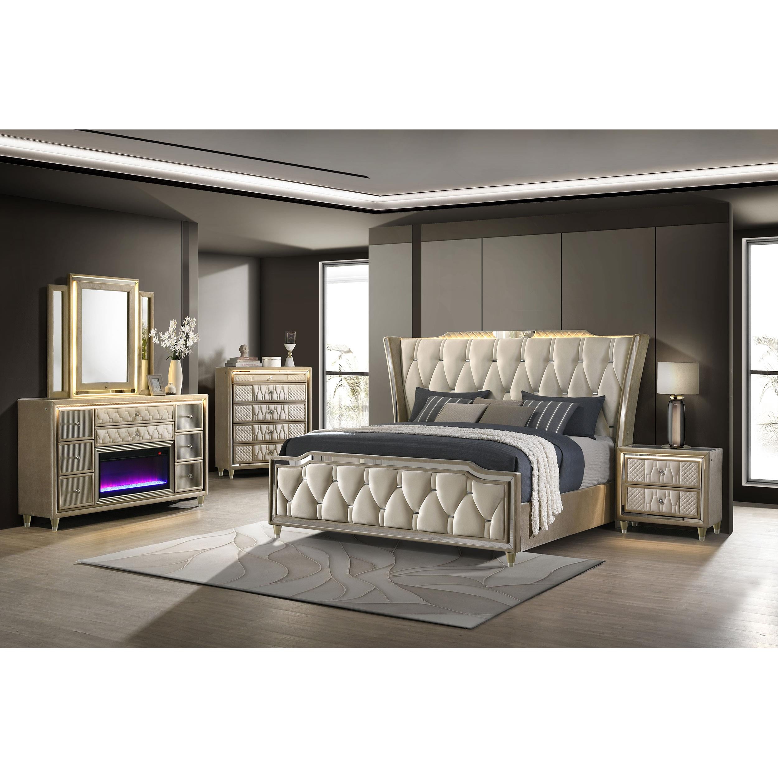 Coaster Furniture Lorient 222661KW California King LED Upholstered Bed - Ivory/Camel IMAGE 13