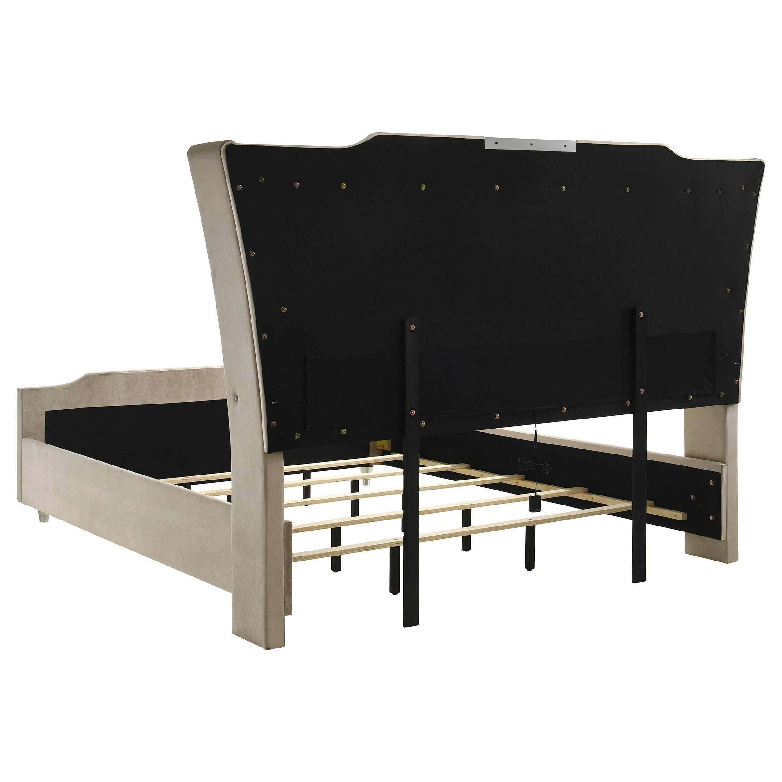  Coaster Furniture Lorient 222661KW California King LED Upholstered Bed - Ivory/Camel IMAGE 2