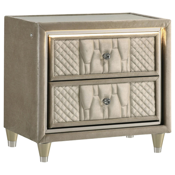 Coaster Furniture Lorient 222662 2-drawer LED Nightstand with USB - Ivory/Camel