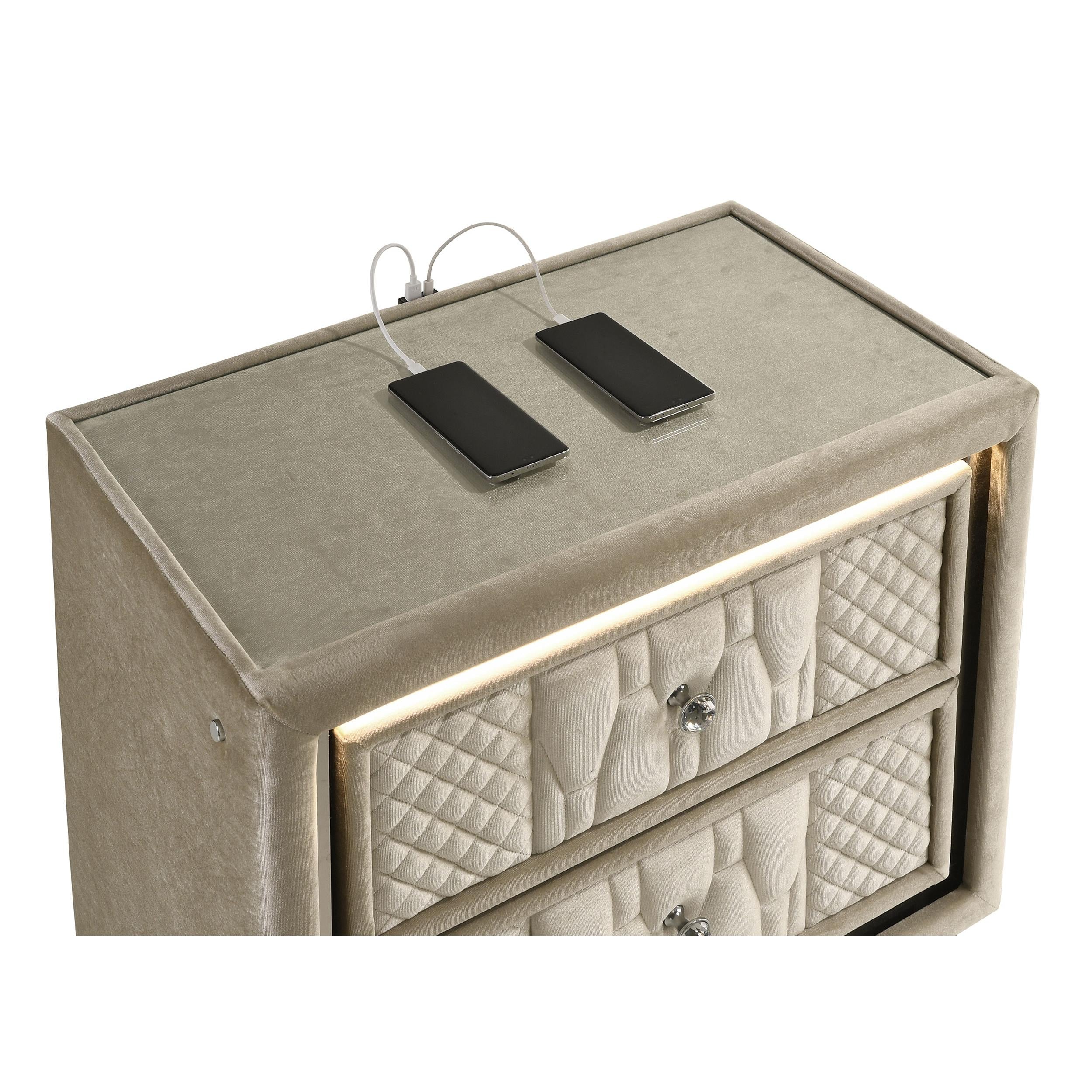  Coaster Furniture Lorient 222662 2-drawer LED Nightstand with USB - Ivory/Camel IMAGE 10