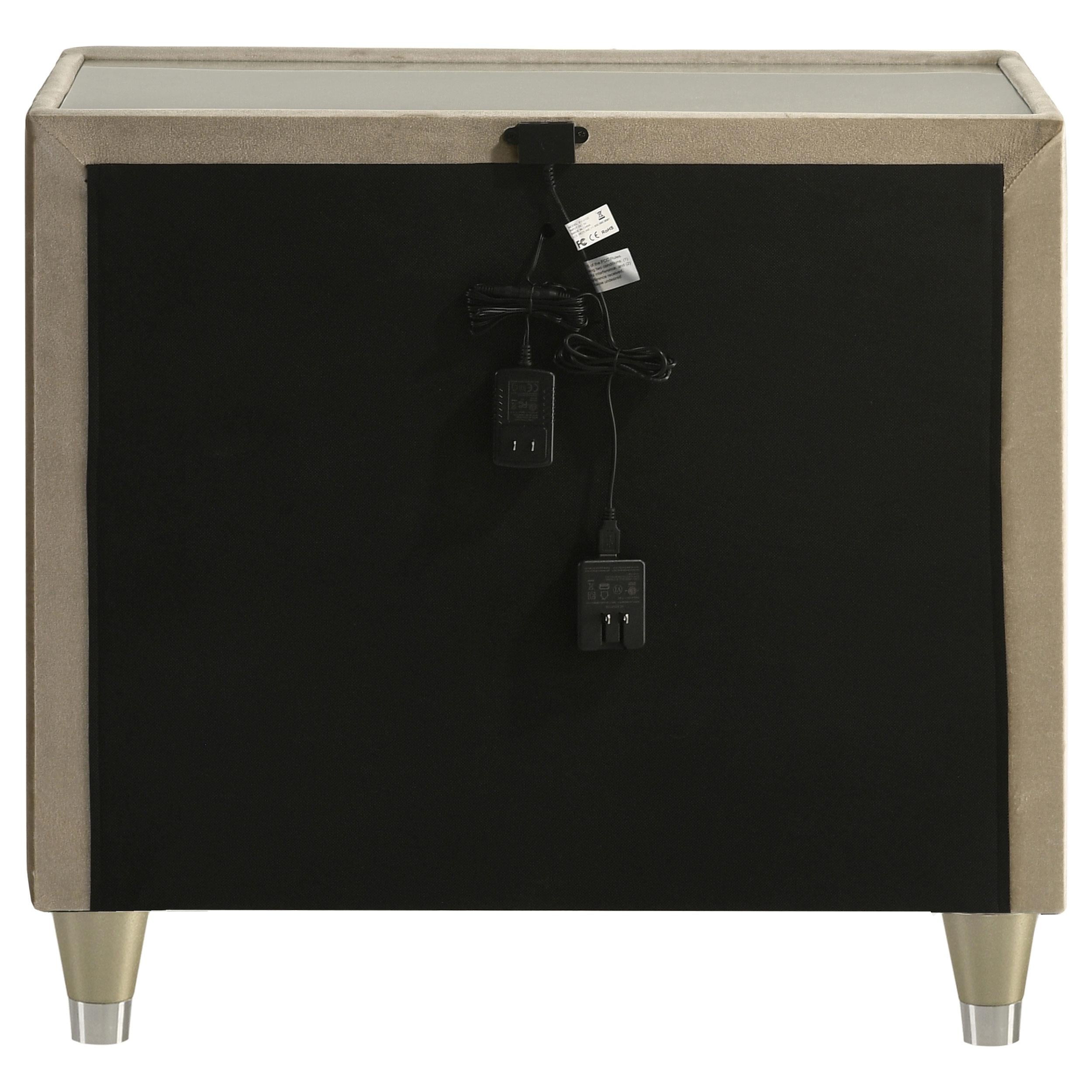  Coaster Furniture Lorient 222662 2-drawer LED Nightstand with USB - Ivory/Camel IMAGE 2