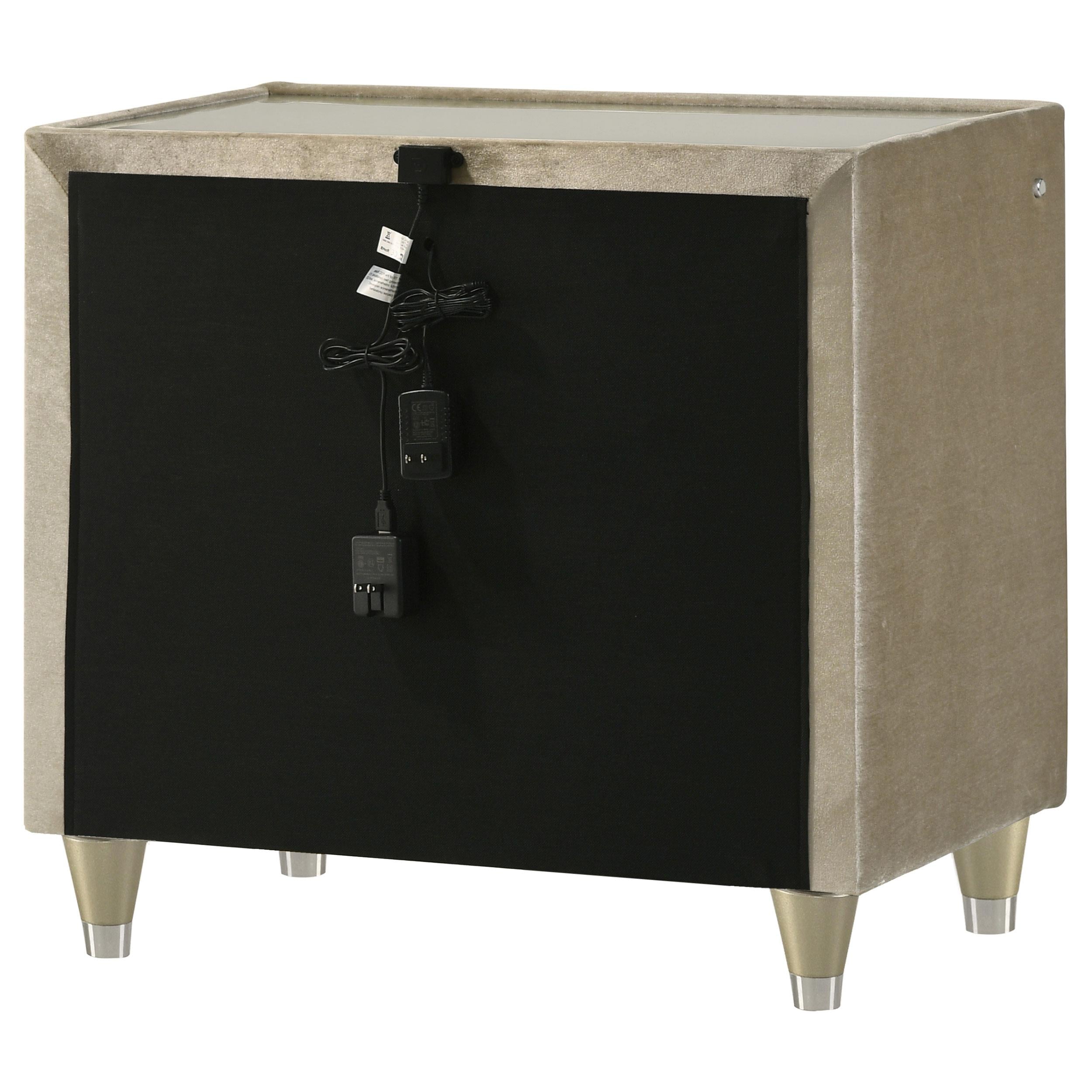  Coaster Furniture Lorient 222662 2-drawer LED Nightstand with USB - Ivory/Camel IMAGE 4