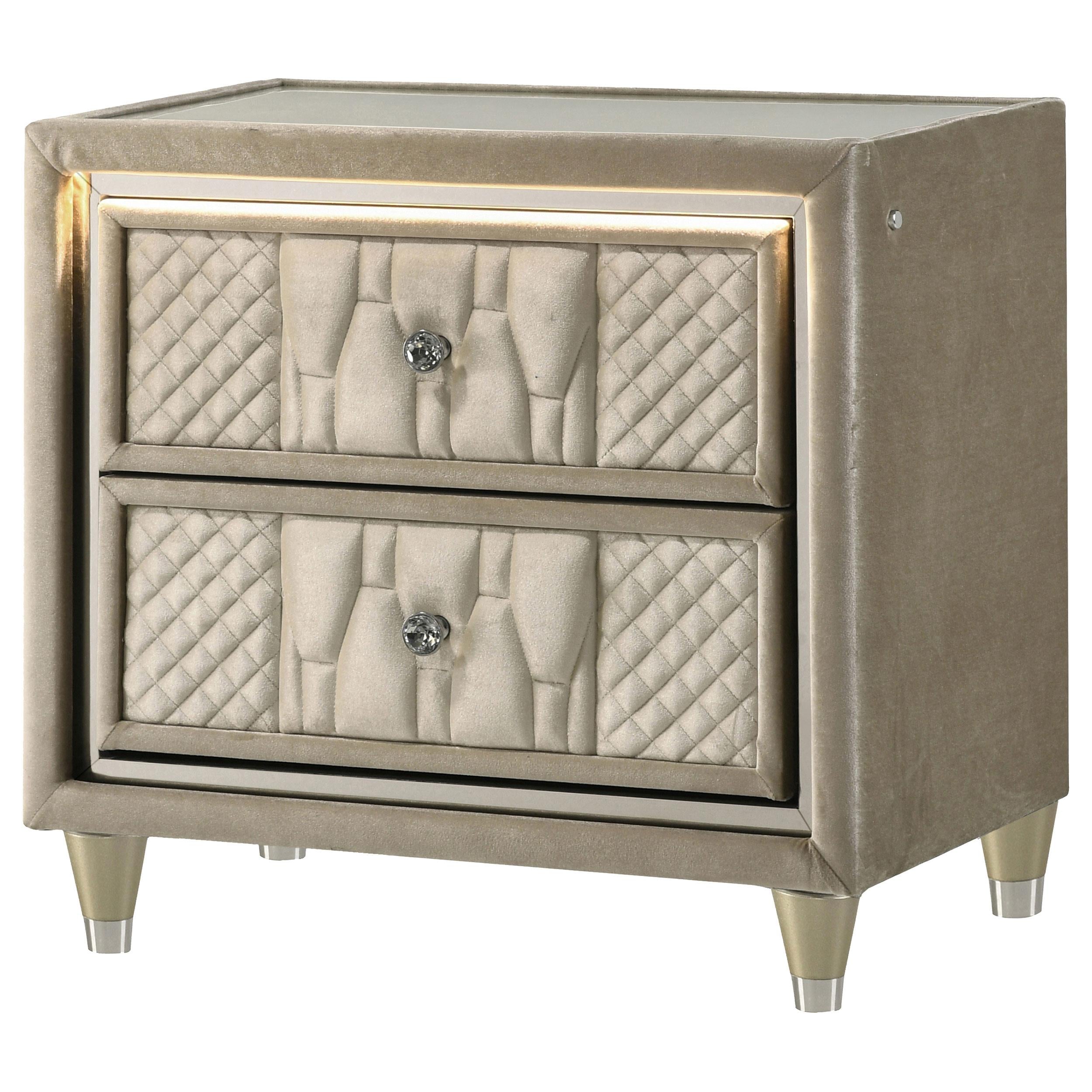  Coaster Furniture Lorient 222662 2-drawer LED Nightstand with USB - Ivory/Camel IMAGE 9