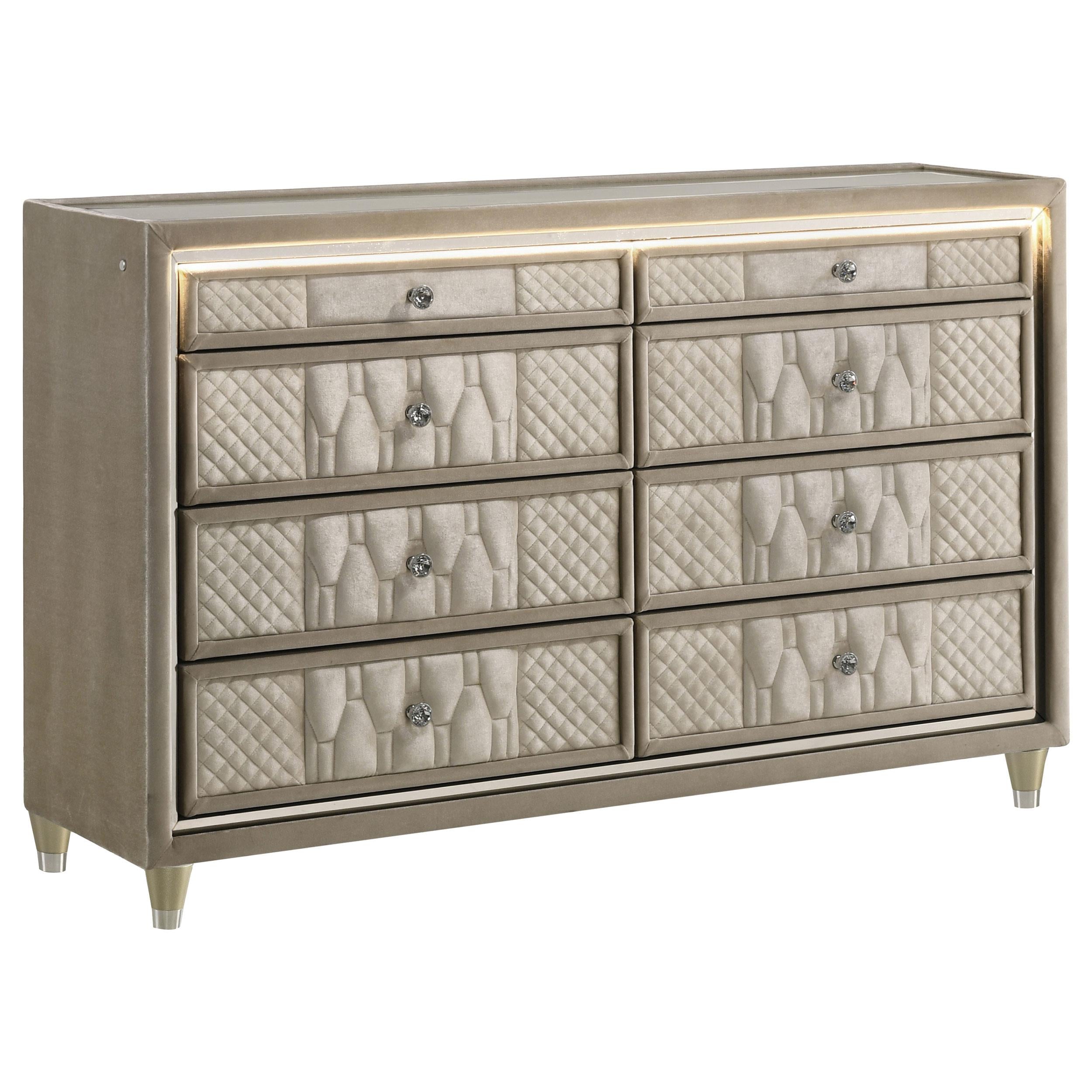  Coaster Furniture Lorient 222663 8-drawer LED Bedroom Dresser Cabinet - Ivory/Camel IMAGE 1