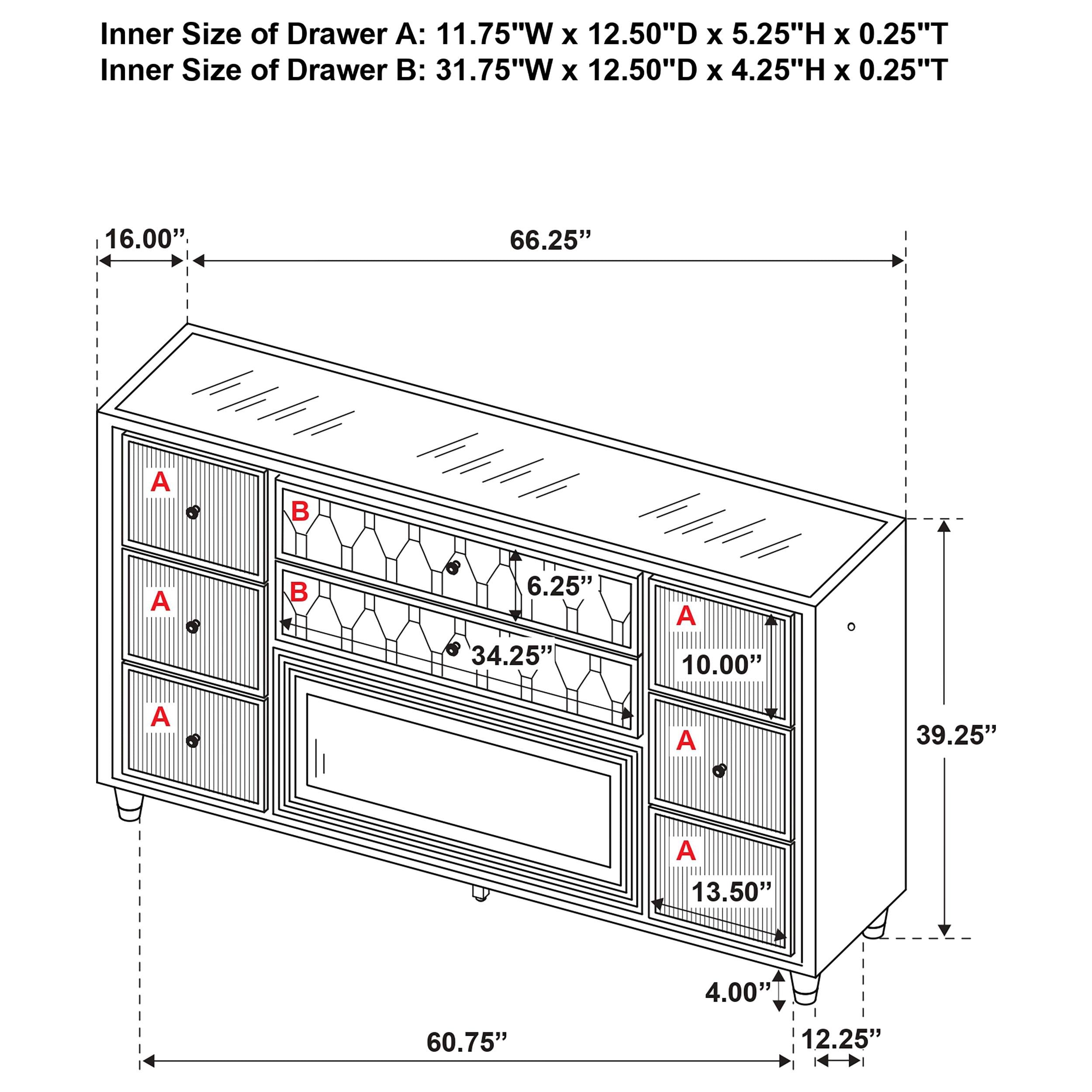  Coaster Furniture Lorient 222663FB 8-drawer LED Bedroom Flame Box Dresser - Ivory Camel IMAGE 14