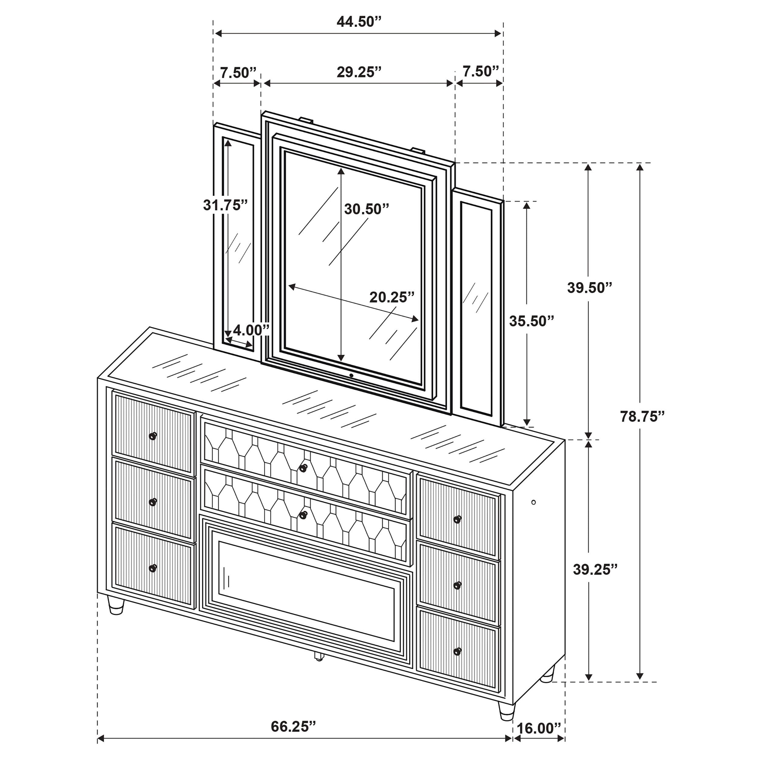  Coaster Furniture Lorient 222663FBM 8-drawer LED Flame Box Dresser and Mirror - Ivory Camel IMAGE 17