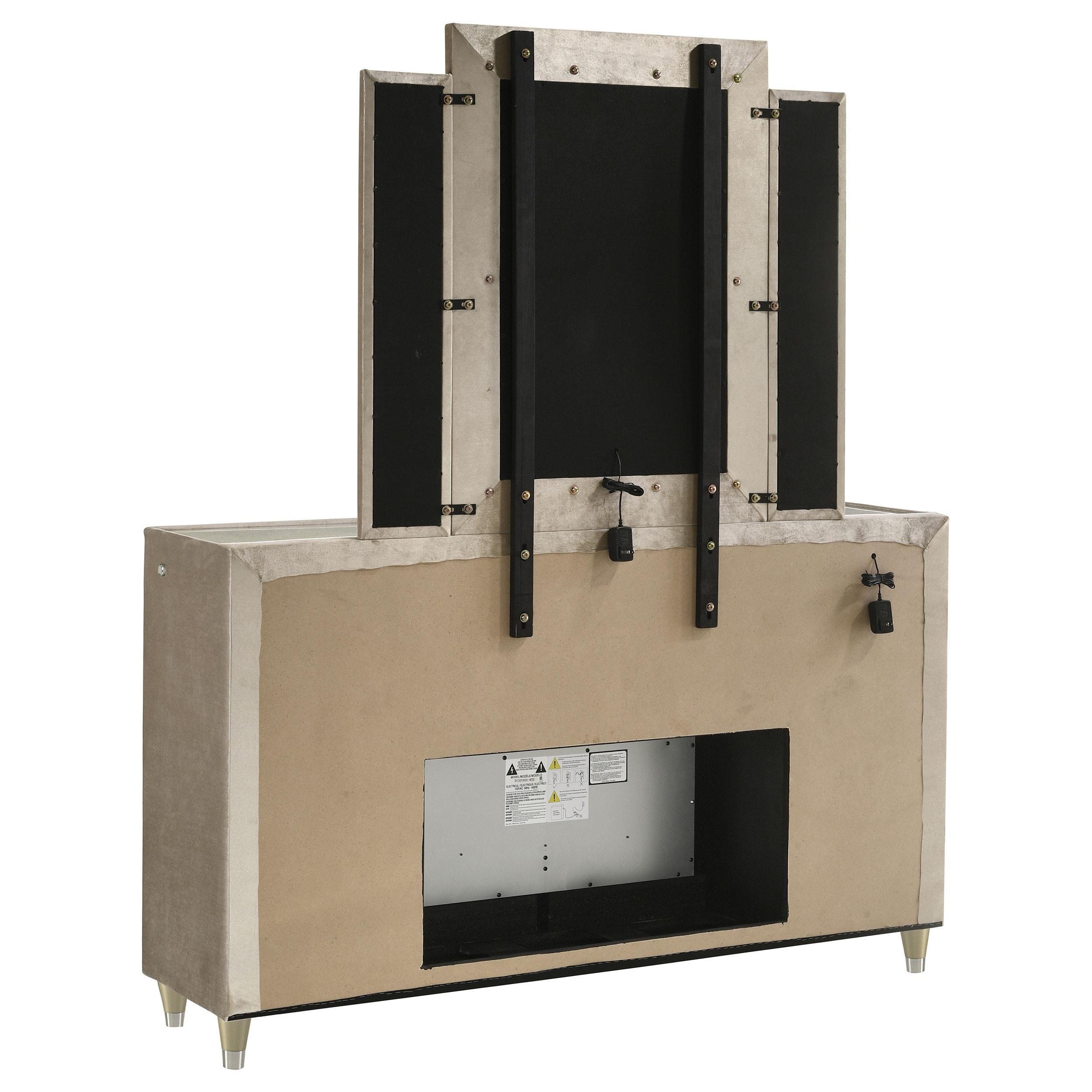  Coaster Furniture Lorient 222663FBM 8-drawer LED Flame Box Dresser and Mirror - Ivory Camel IMAGE 3