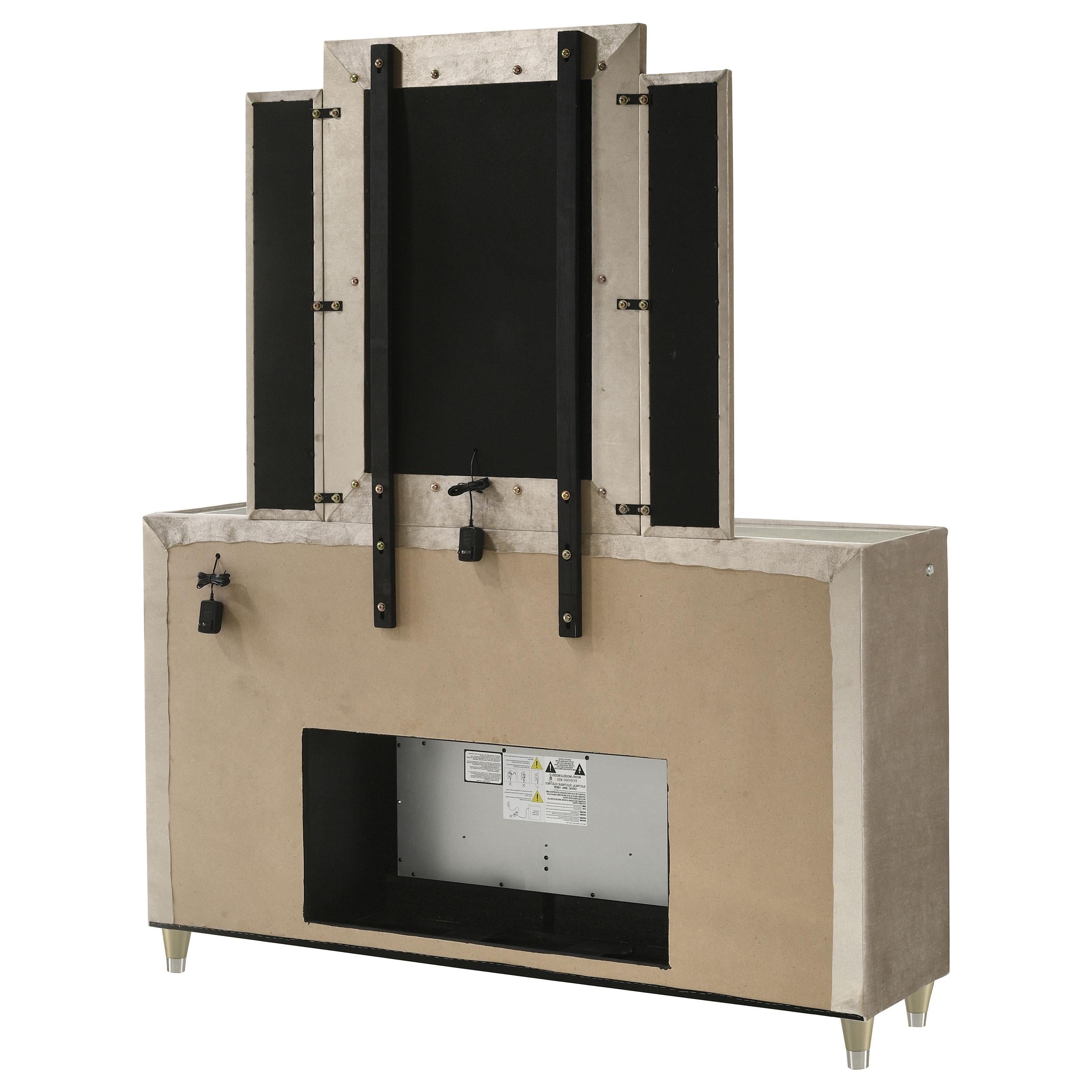 Coaster Furniture Lorient 222663FBM 8-drawer LED Flame Box Dresser and Mirror - Ivory Camel IMAGE 5