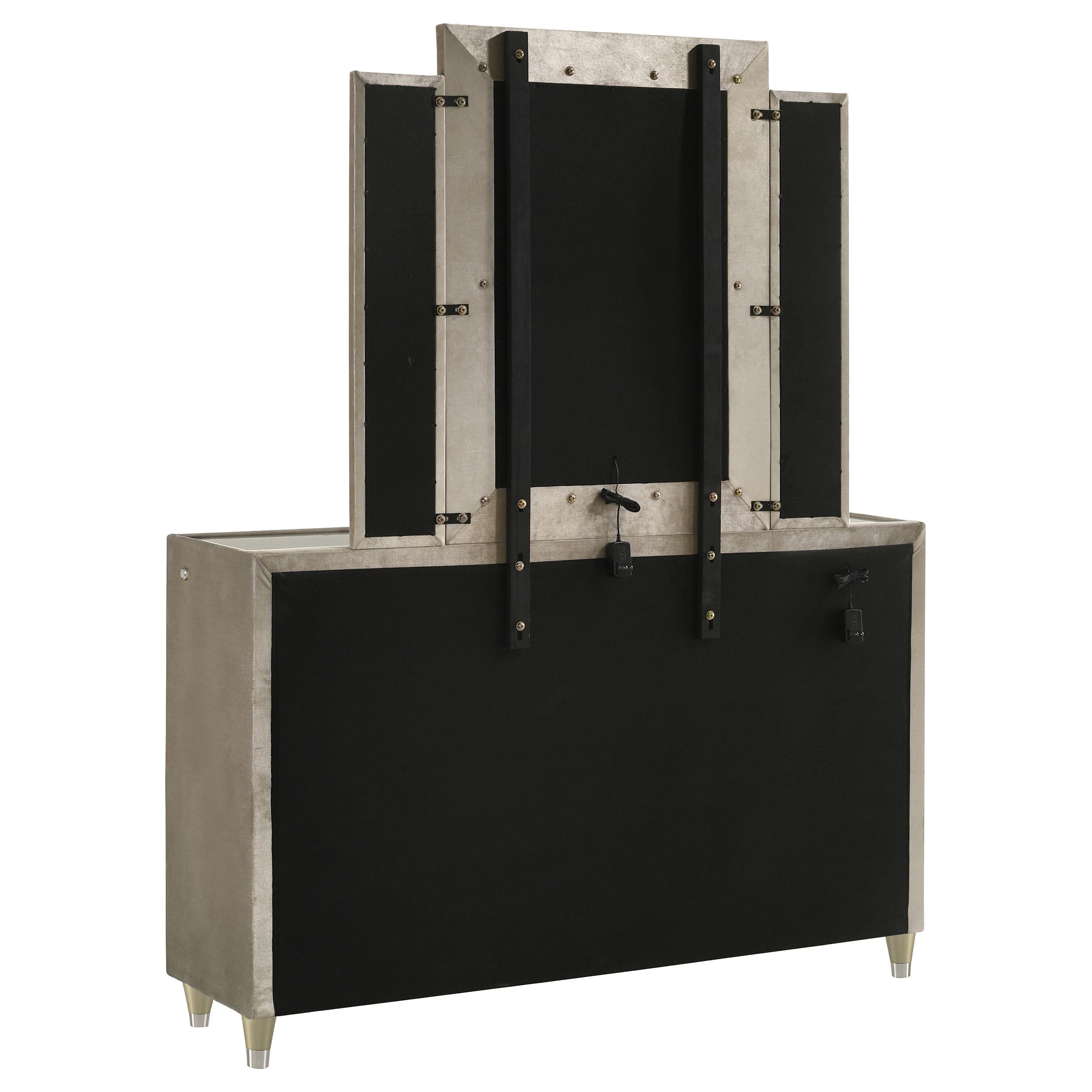  Coaster Furniture Lorient 222663M 8-drawer LED Dresser with Mirror - Ivory/Camel IMAGE 2