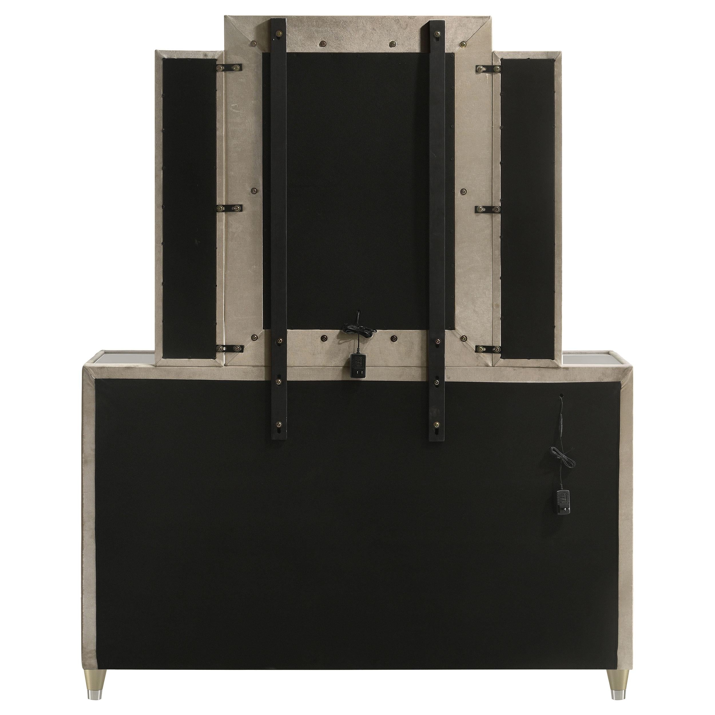  Coaster Furniture Lorient 222663M 8-drawer LED Dresser with Mirror - Ivory/Camel IMAGE 4