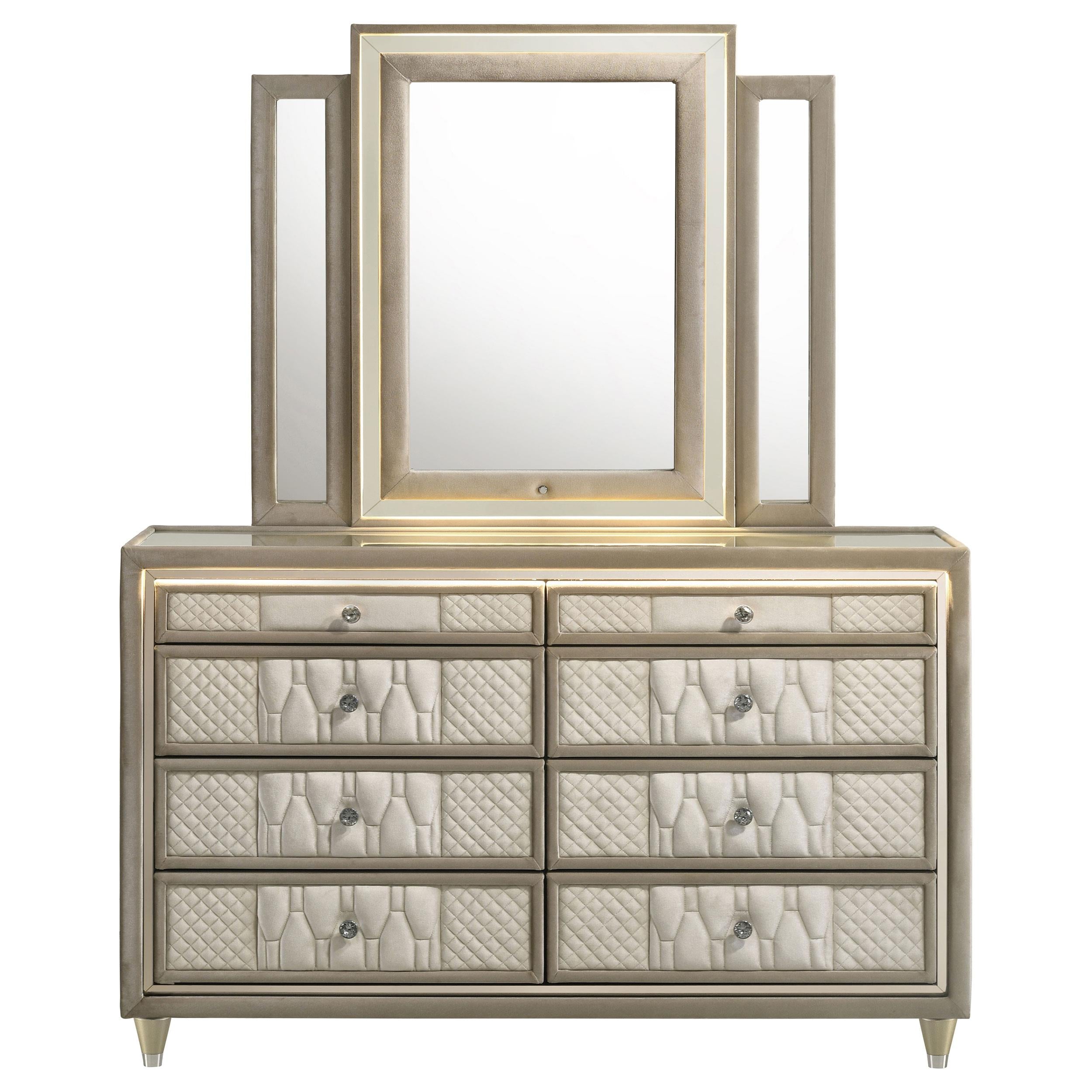  Coaster Furniture Lorient 222663M 8-drawer LED Dresser with Mirror - Ivory/Camel IMAGE 8