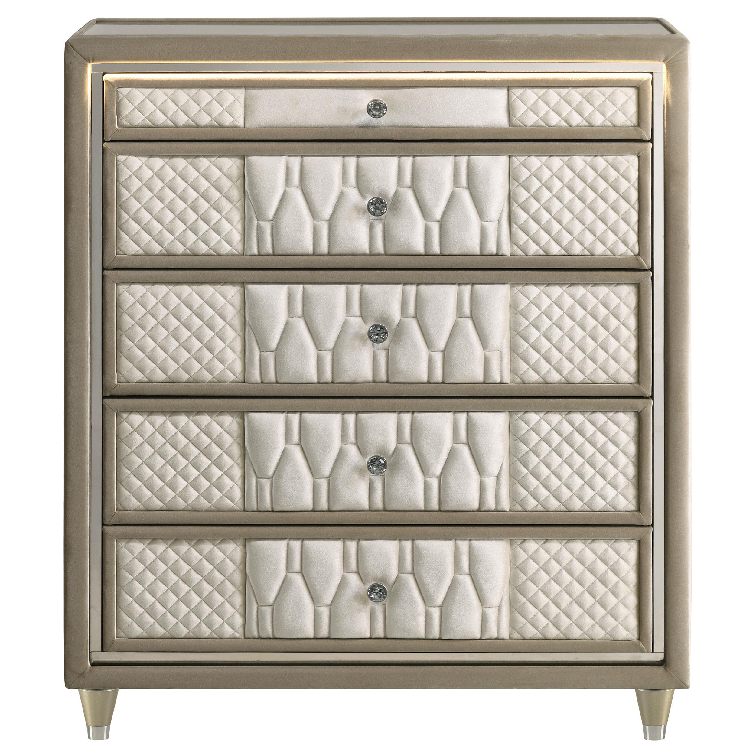  Coaster Furniture Lorient 222665 5-drawer LED Chest - Ivory/Camel IMAGE 7