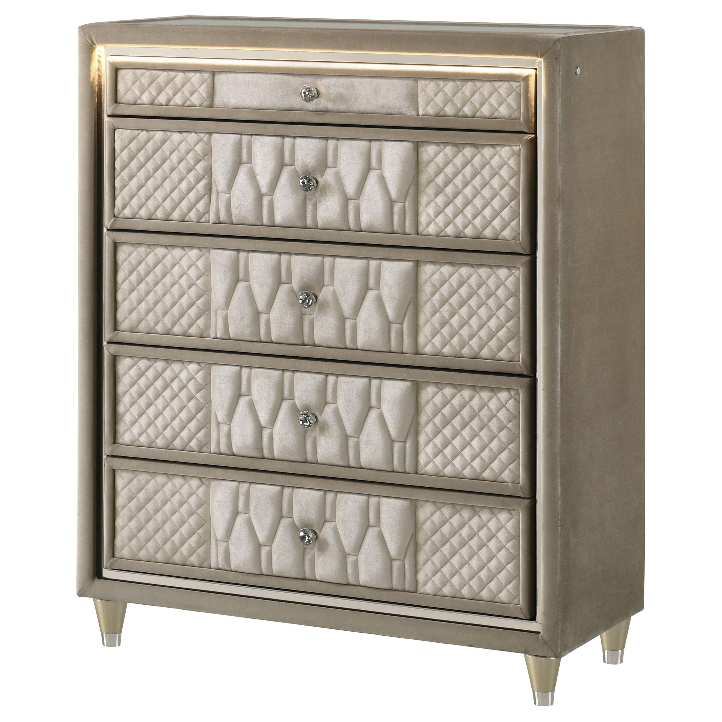  Coaster Furniture Lorient 222665 5-drawer LED Chest - Ivory/Camel IMAGE 9