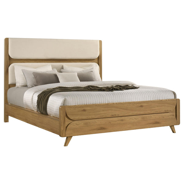Coaster Furniture Bennett 222901KW 78-inch California King Upholstered Panel Bed - Cream/Light Oak