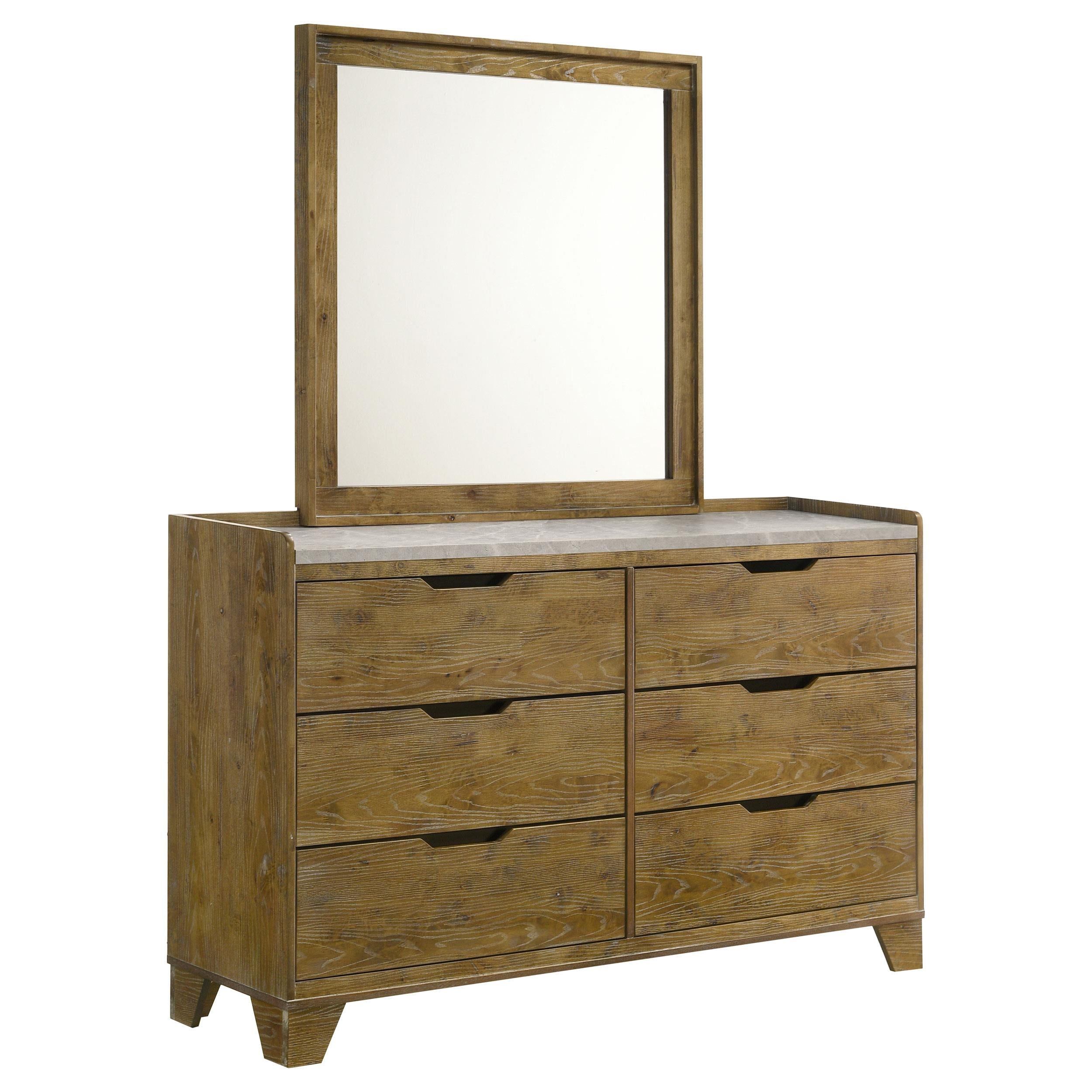  Coaster Furniture Henderson 222973M 6-drawer Bedroom Dresser with Mirror - Medium Oak IMAGE 1