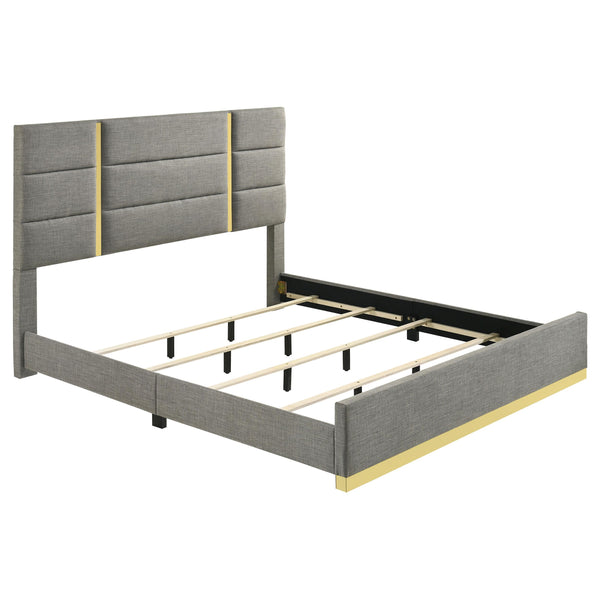 Coaster Furniture Ines 223091GRYKE 56-inch Fabric Upholstered Eastern King Panel Bed - Grey