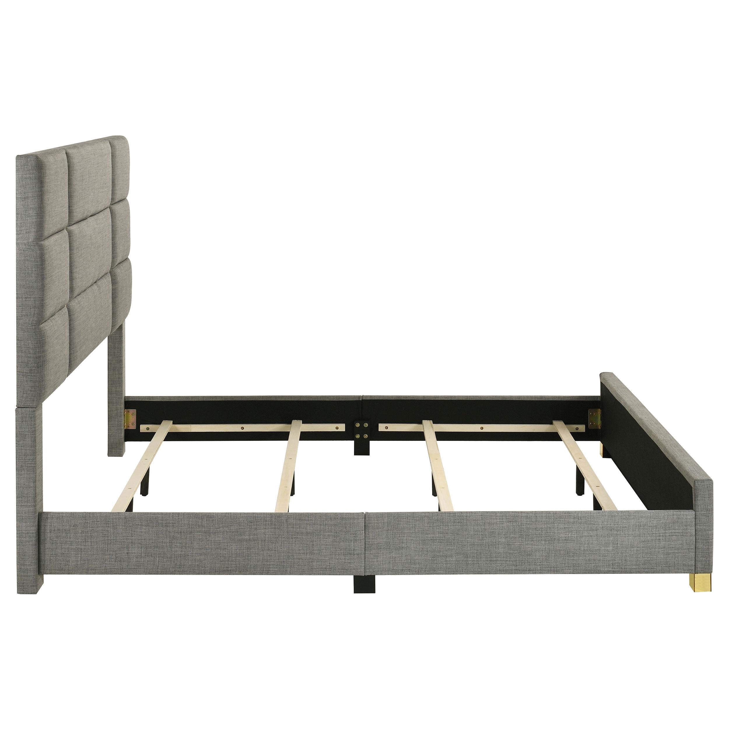 Coaster Furniture Ines 223091GRYKE 56-inch Fabric Upholstered Eastern King Panel Bed - Grey IMAGE 6