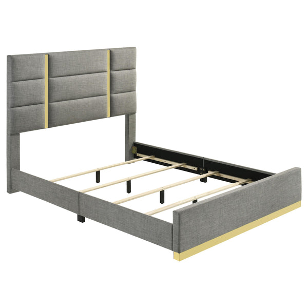 Coaster Furniture Ines 223091GRYQ 56-inch Fabric Upholstered Queen Panel Bed - Grey