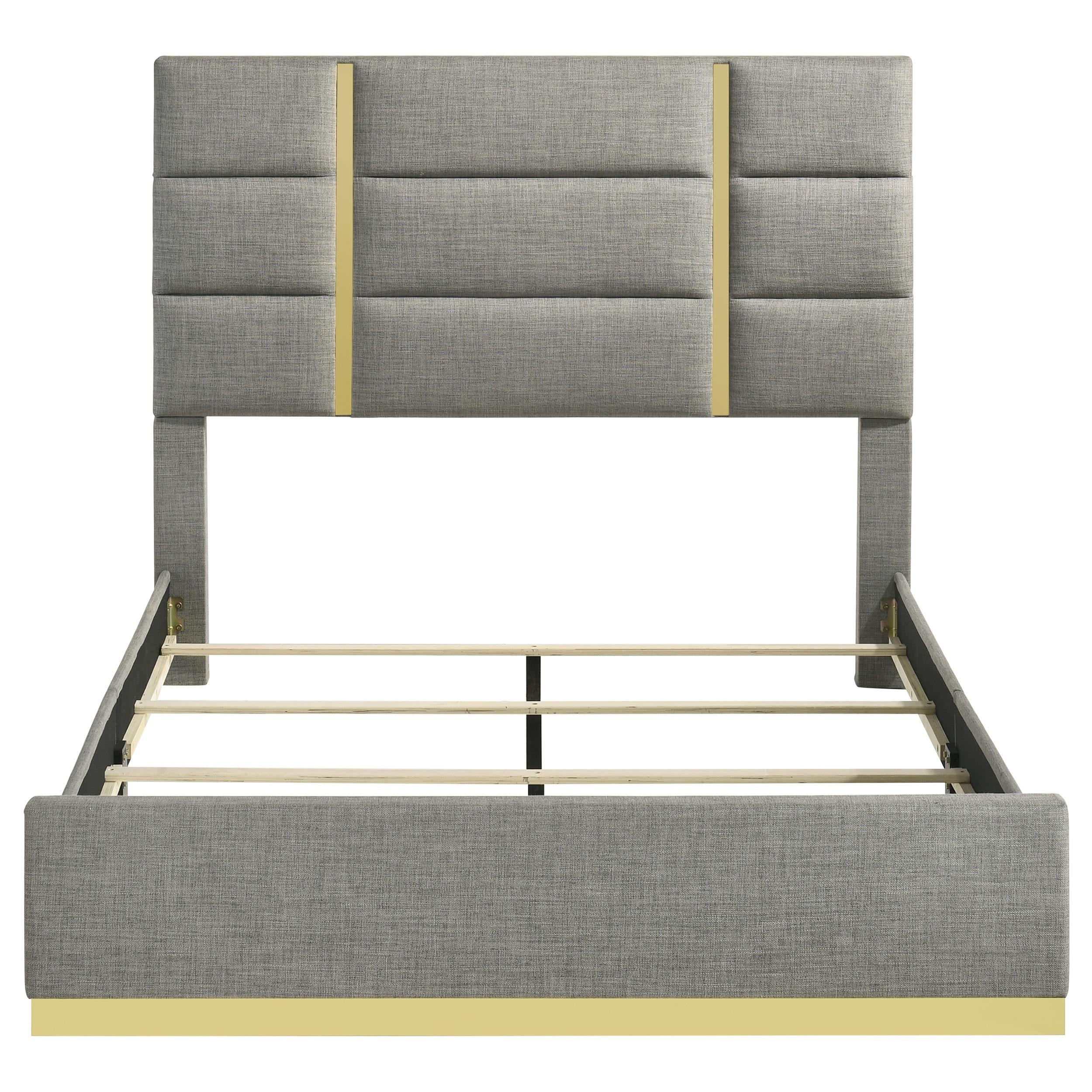  Coaster Furniture Ines 223091GRYQ 56-inch Fabric Upholstered Queen Panel Bed - Grey IMAGE 2