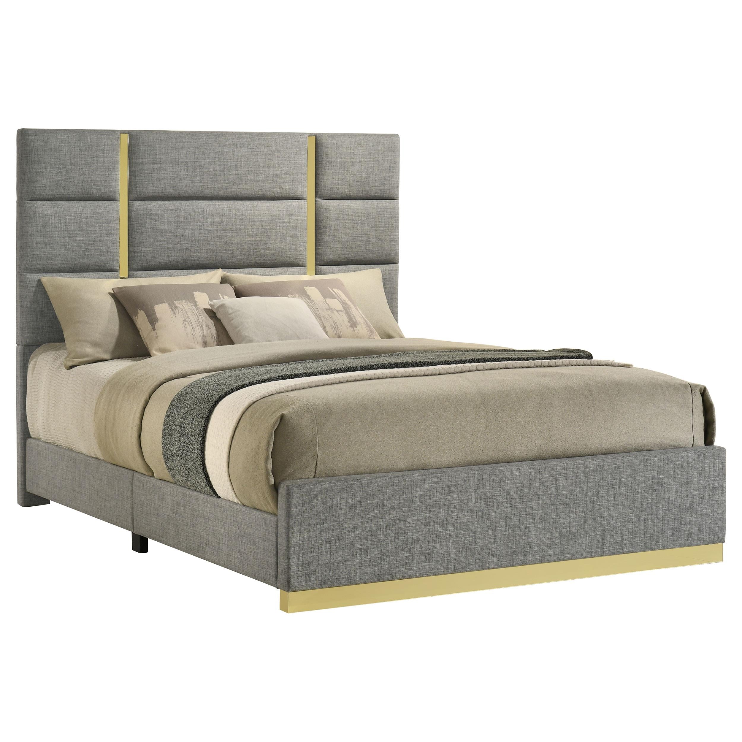  Coaster Furniture Ines 223091GRYQ 56-inch Fabric Upholstered Queen Panel Bed - Grey IMAGE 7