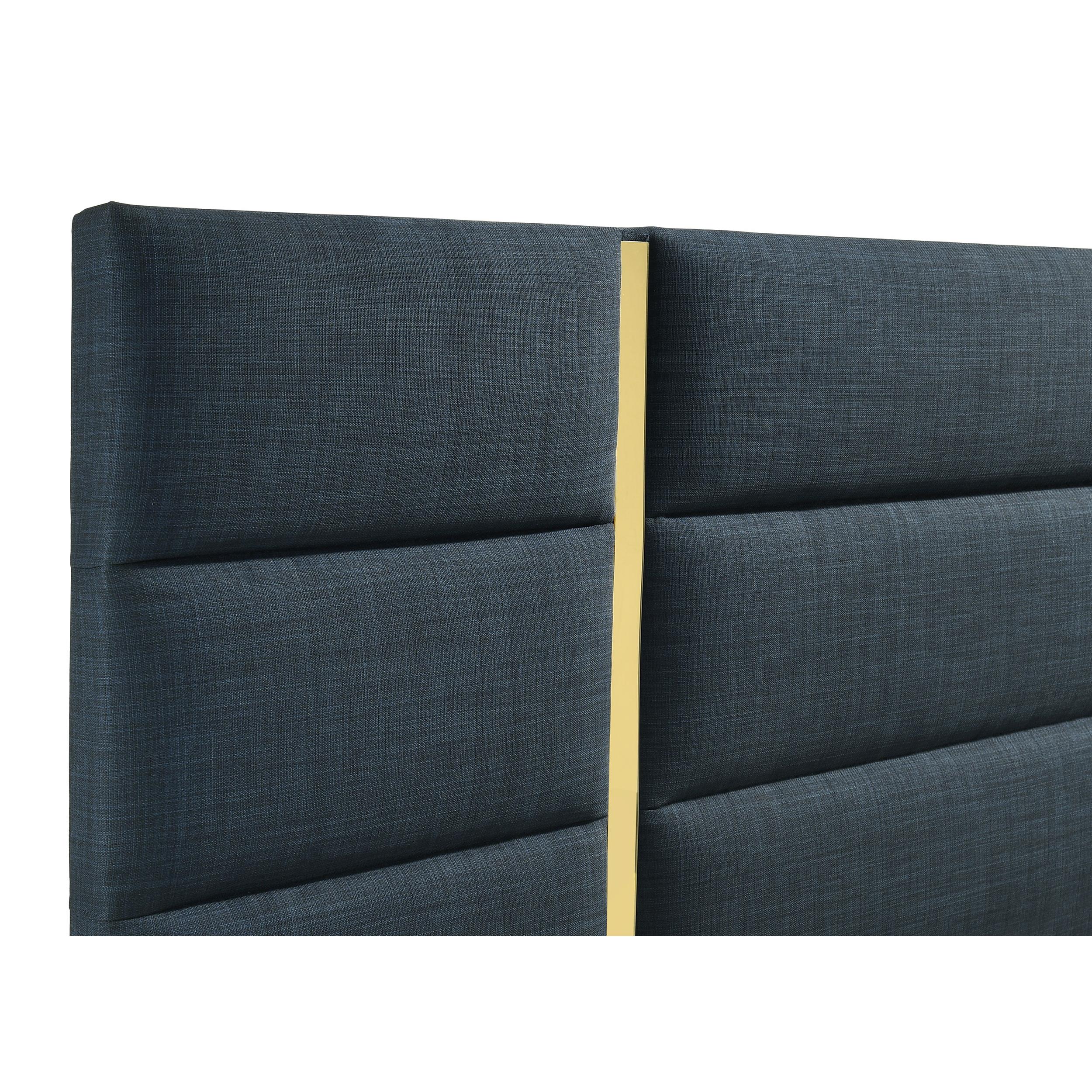  Coaster Furniture Ines 223091NVYKE 56-inch Fabric Upholstered Eastern King Panel Bed - Navy IMAGE 3