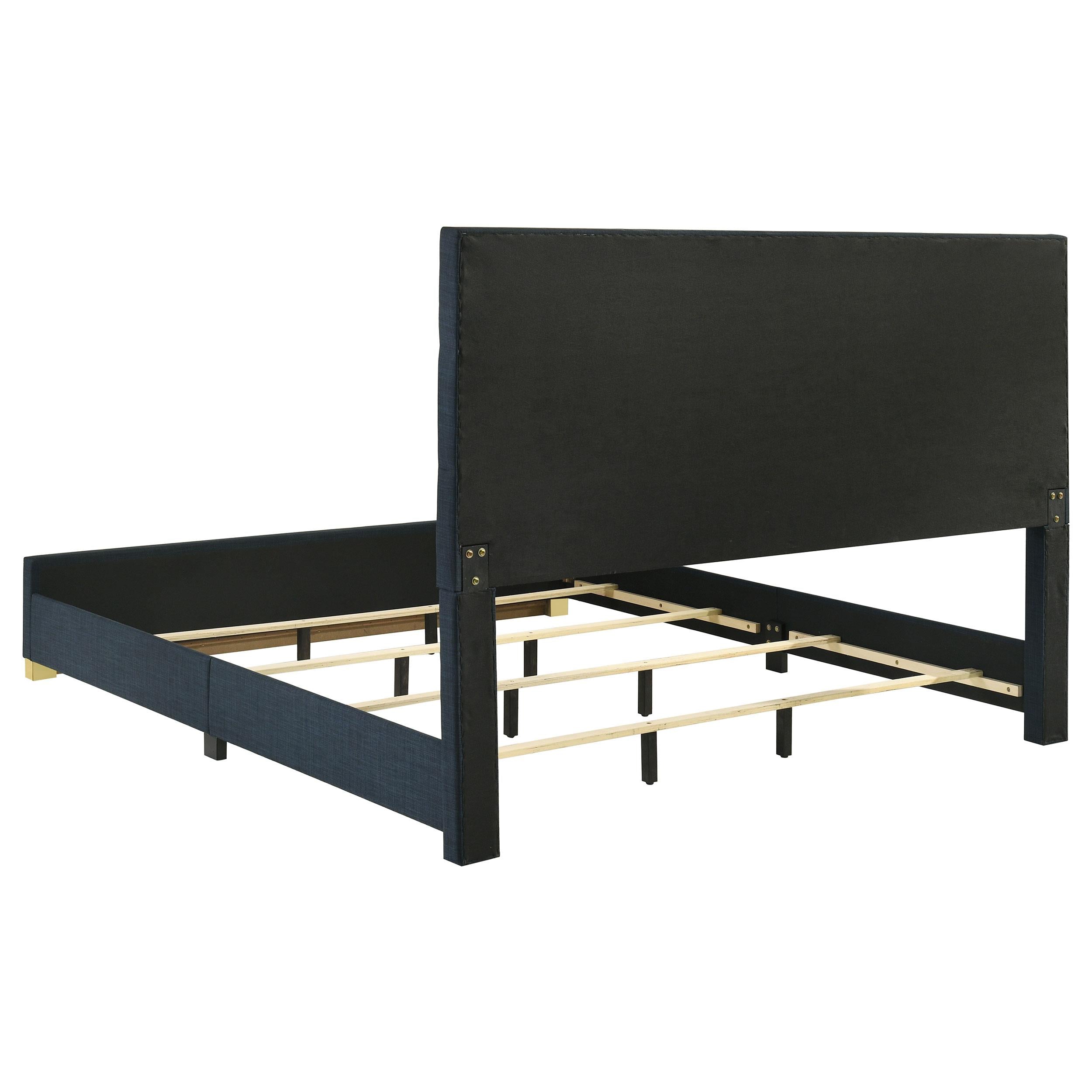  Coaster Furniture Ines 223091NVYKE 56-inch Fabric Upholstered Eastern King Panel Bed - Navy IMAGE 5