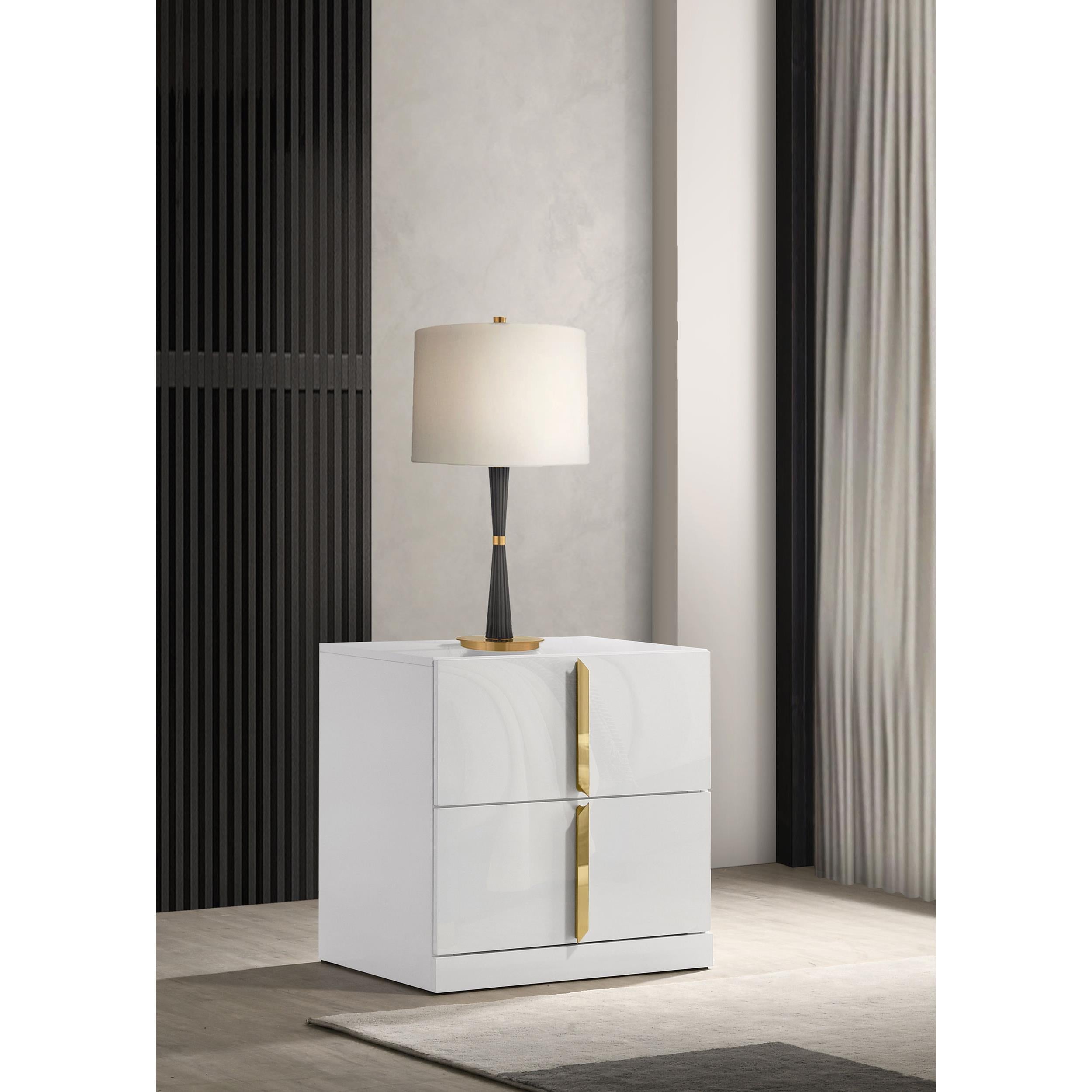  Coaster Furniture Ines 223092 2-drawer Nightstand Bedside Table - White High Gloss IMAGE 4