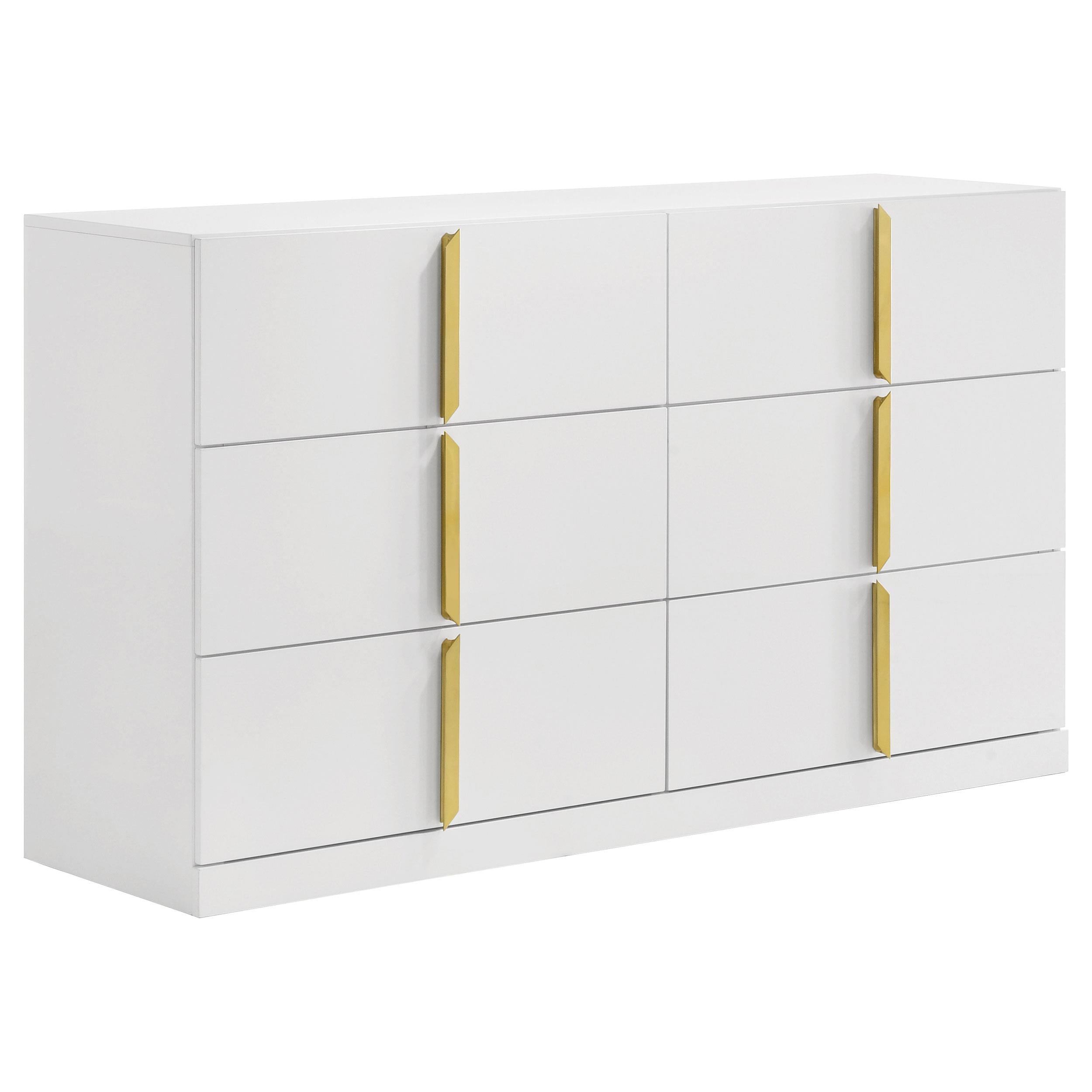  Coaster Furniture Ines 223093 6-drawer Bedroom Dresser Cabinet - White High Gloss IMAGE 1