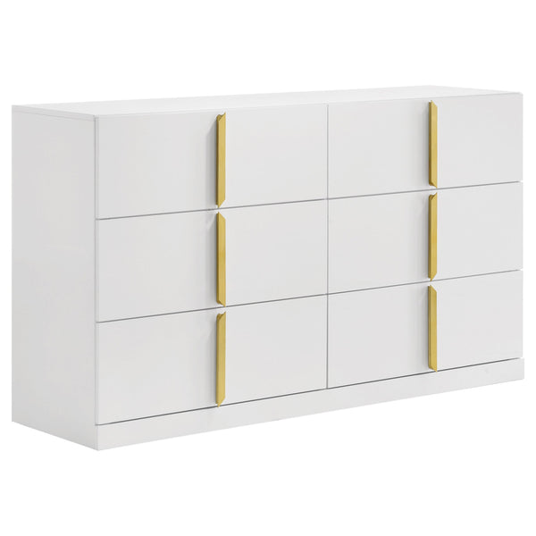 Coaster Furniture Ines 223093 6-drawer Bedroom Dresser Cabinet - White High Gloss