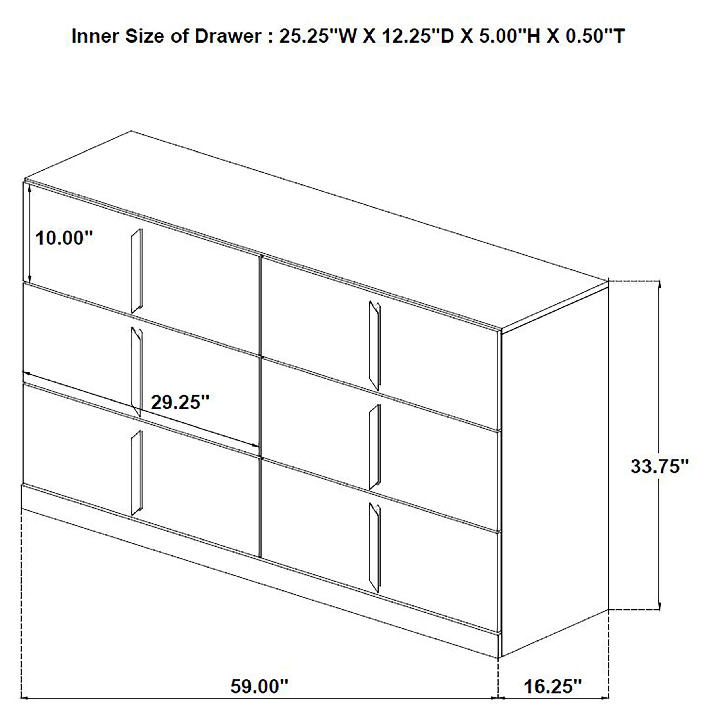  Coaster Furniture Ines 223093 6-drawer Bedroom Dresser Cabinet - White High Gloss IMAGE 10