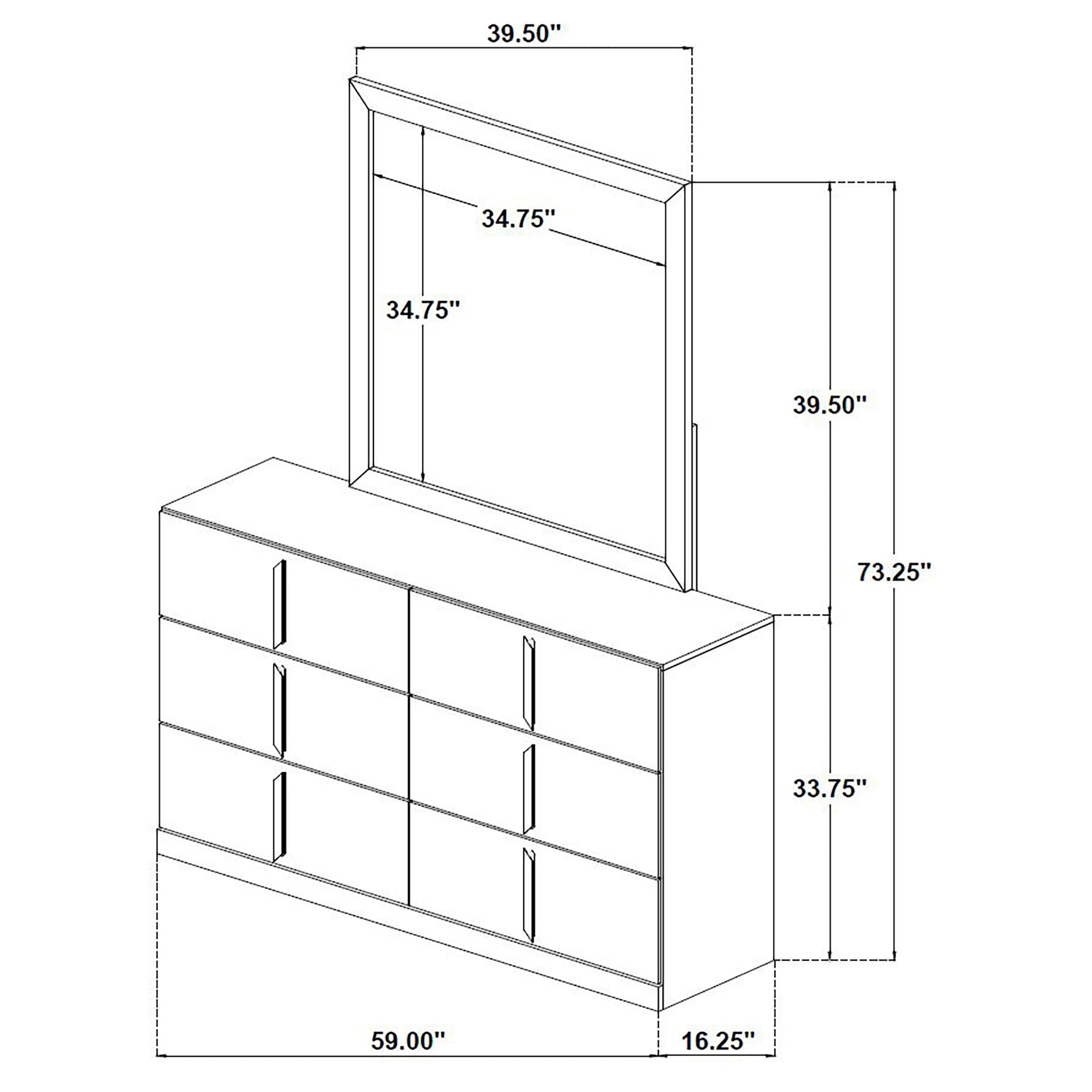  Coaster Furniture Ines 223093M 6-drawer Bedroom Dresser with Mirror - White High Gloss IMAGE 5