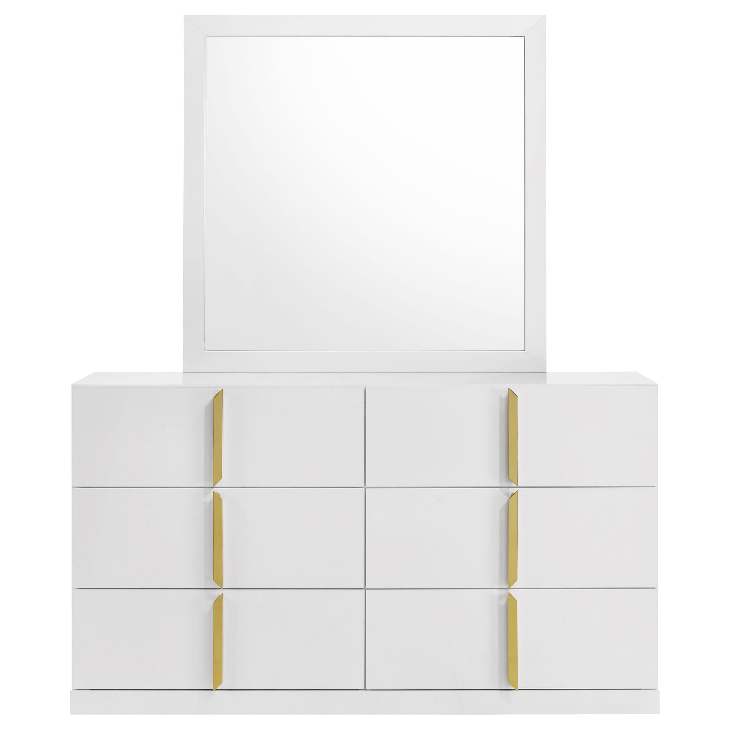 Coaster Furniture Ines 223093M 6-drawer Bedroom Dresser with Mirror - White High Gloss IMAGE 7