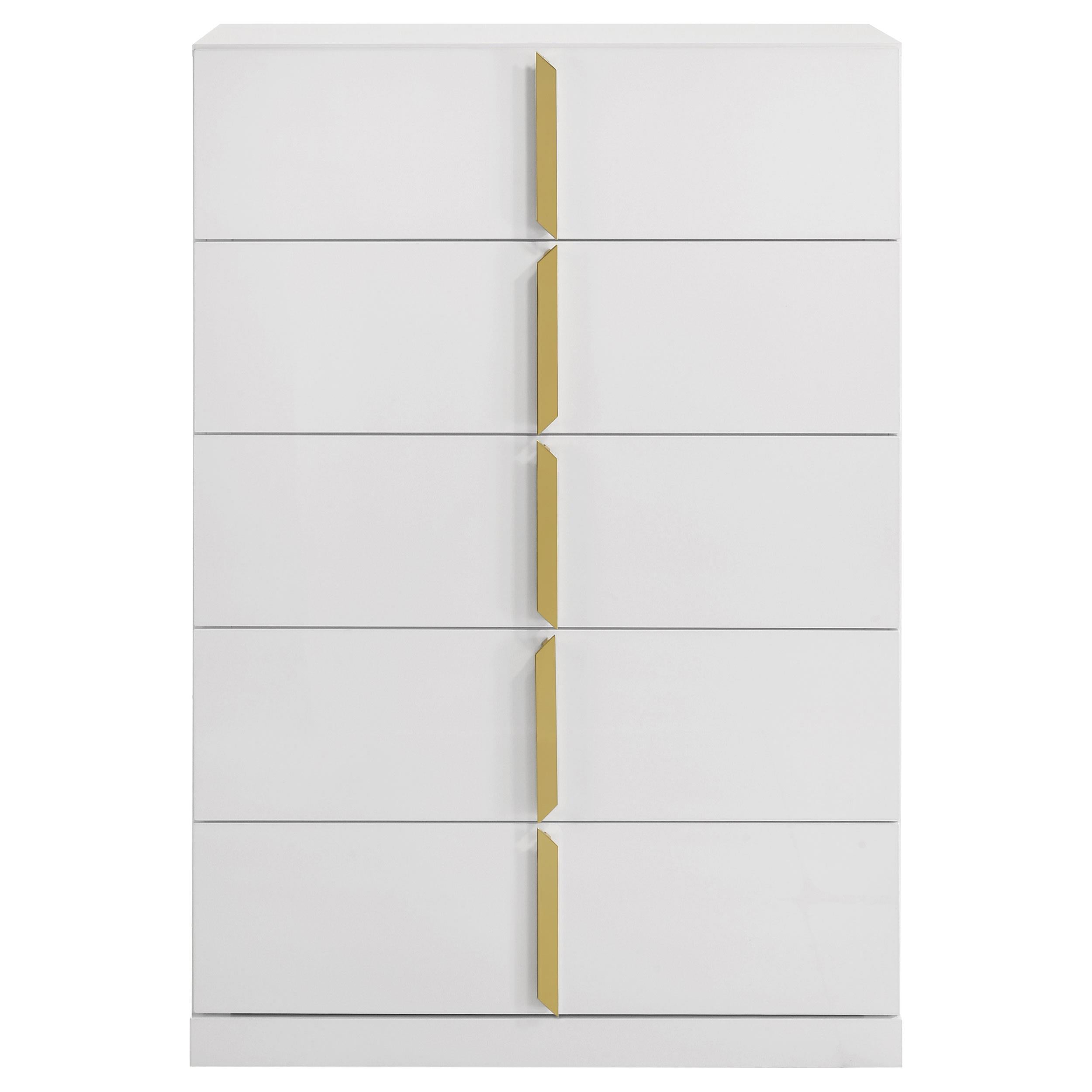  Coaster Furniture Ines 223095 5-drawer Bedroom Chest - White High Gloss IMAGE 5