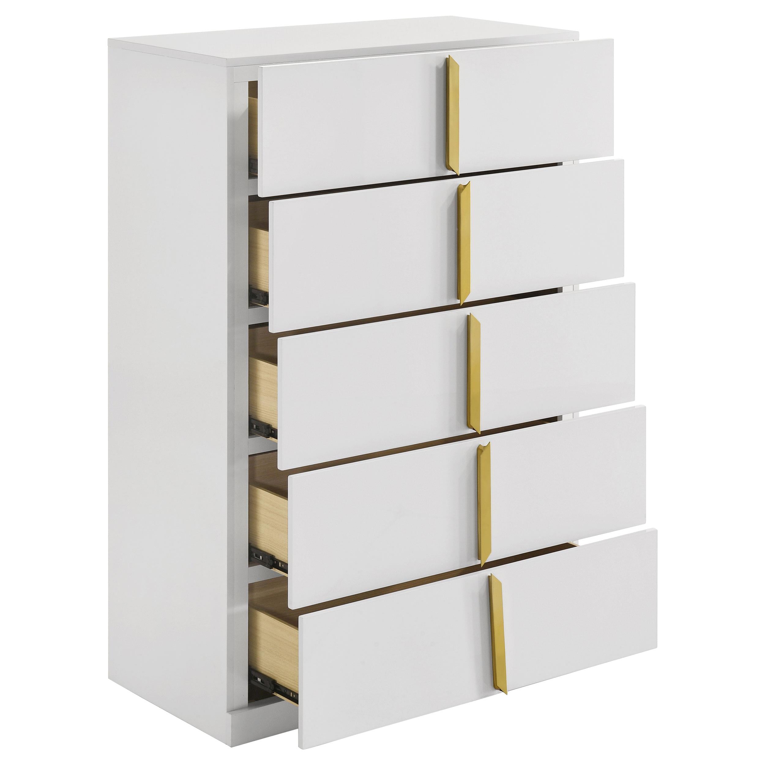  Coaster Furniture Ines 223095 5-drawer Bedroom Chest - White High Gloss IMAGE 6