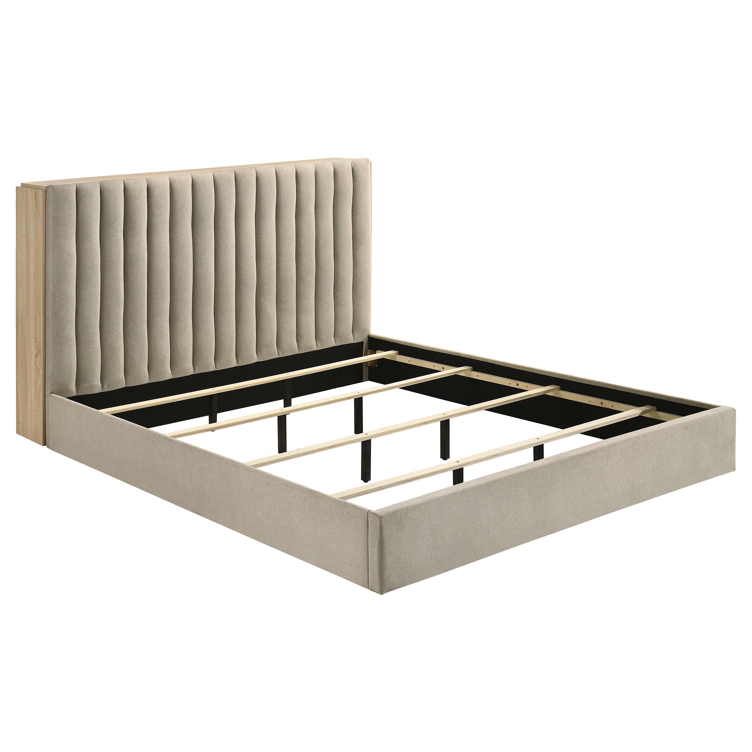  Coaster Furniture Arielle 223111KE Eastern King Bookcase Panel Storage Bed - Light Oak IMAGE 1