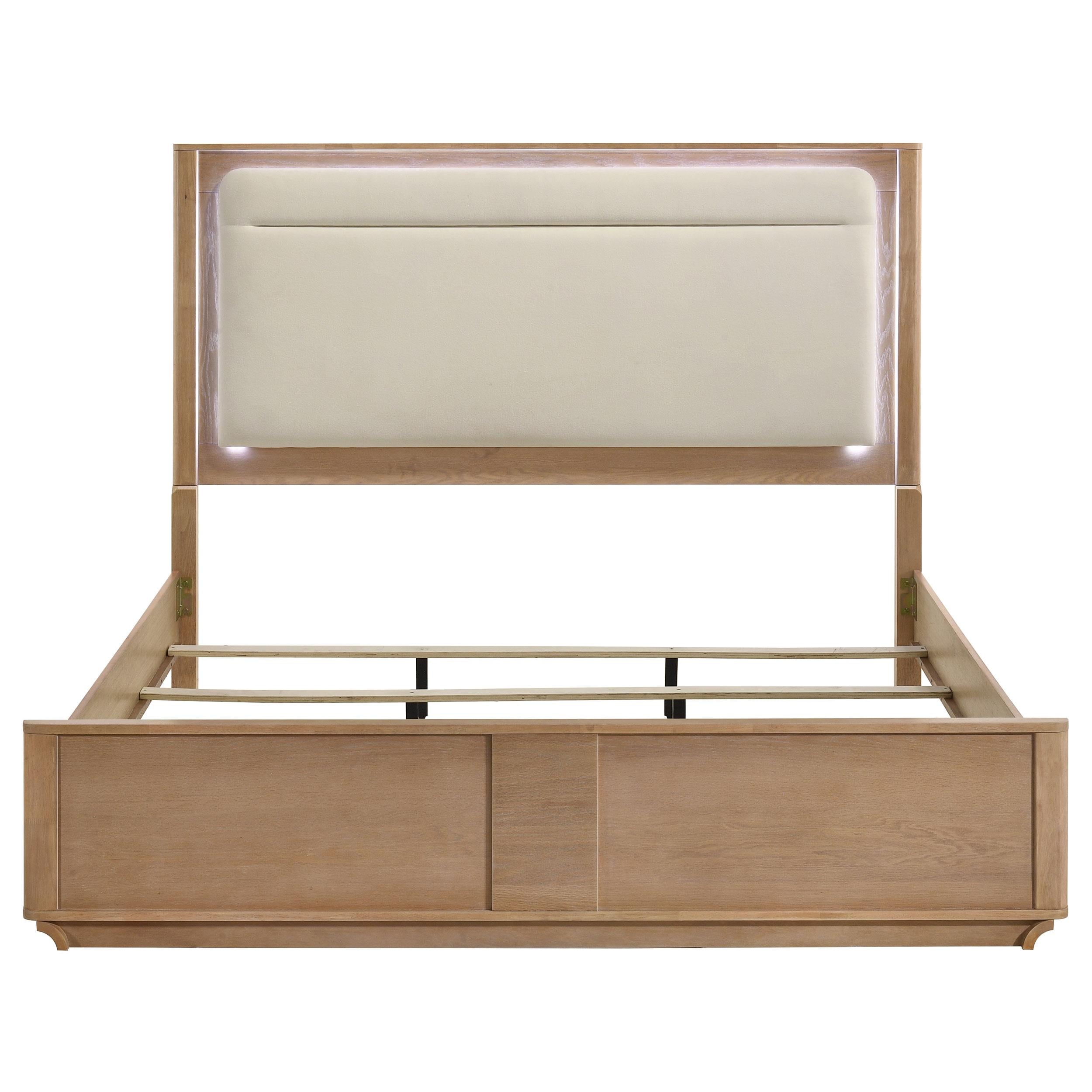  Coaster Furniture Leanne 223131KE Eastern King LED Panel Bed - Off White/Light Oak IMAGE 11