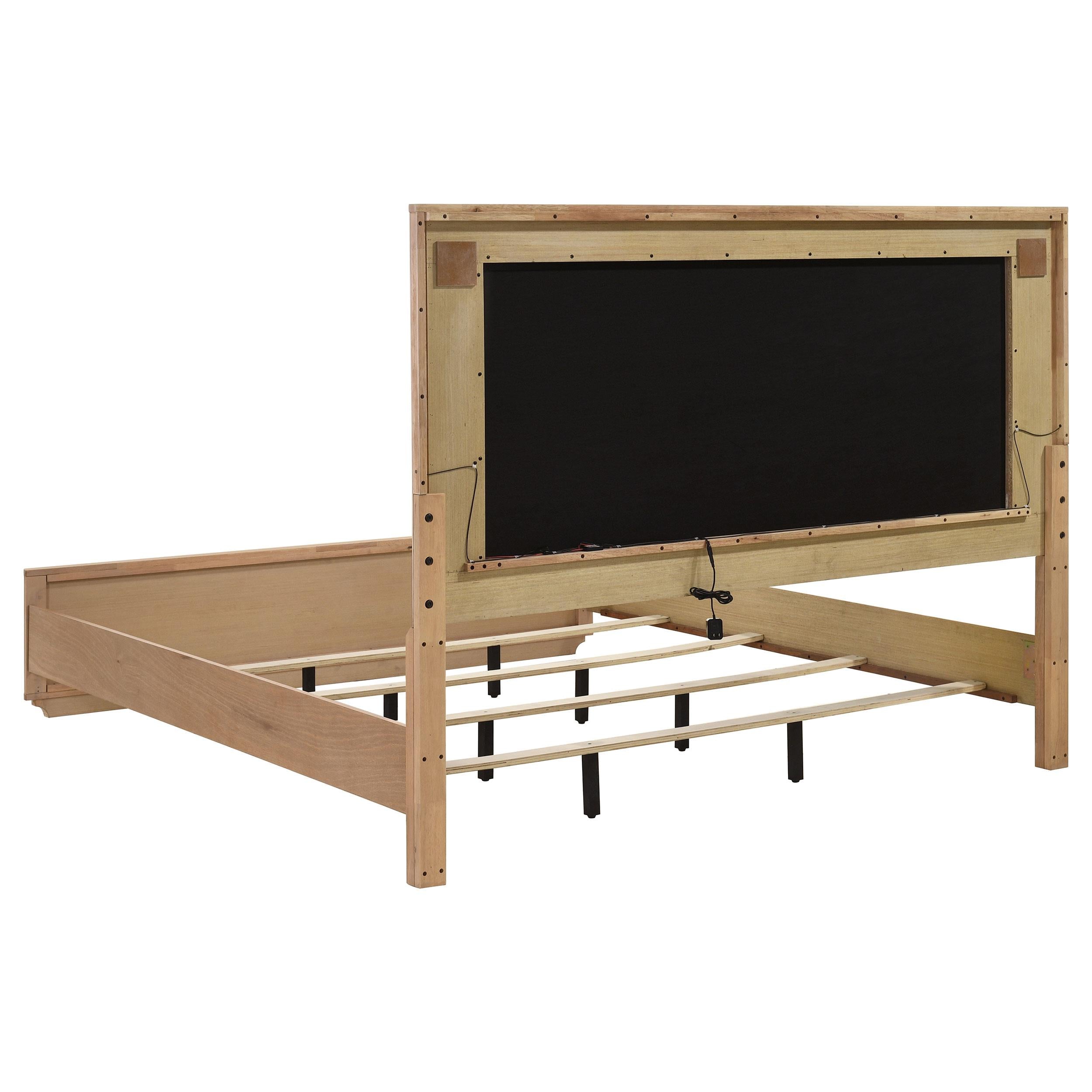  Coaster Furniture Leanne 223131KE Eastern King LED Panel Bed - Off White/Light Oak IMAGE 2