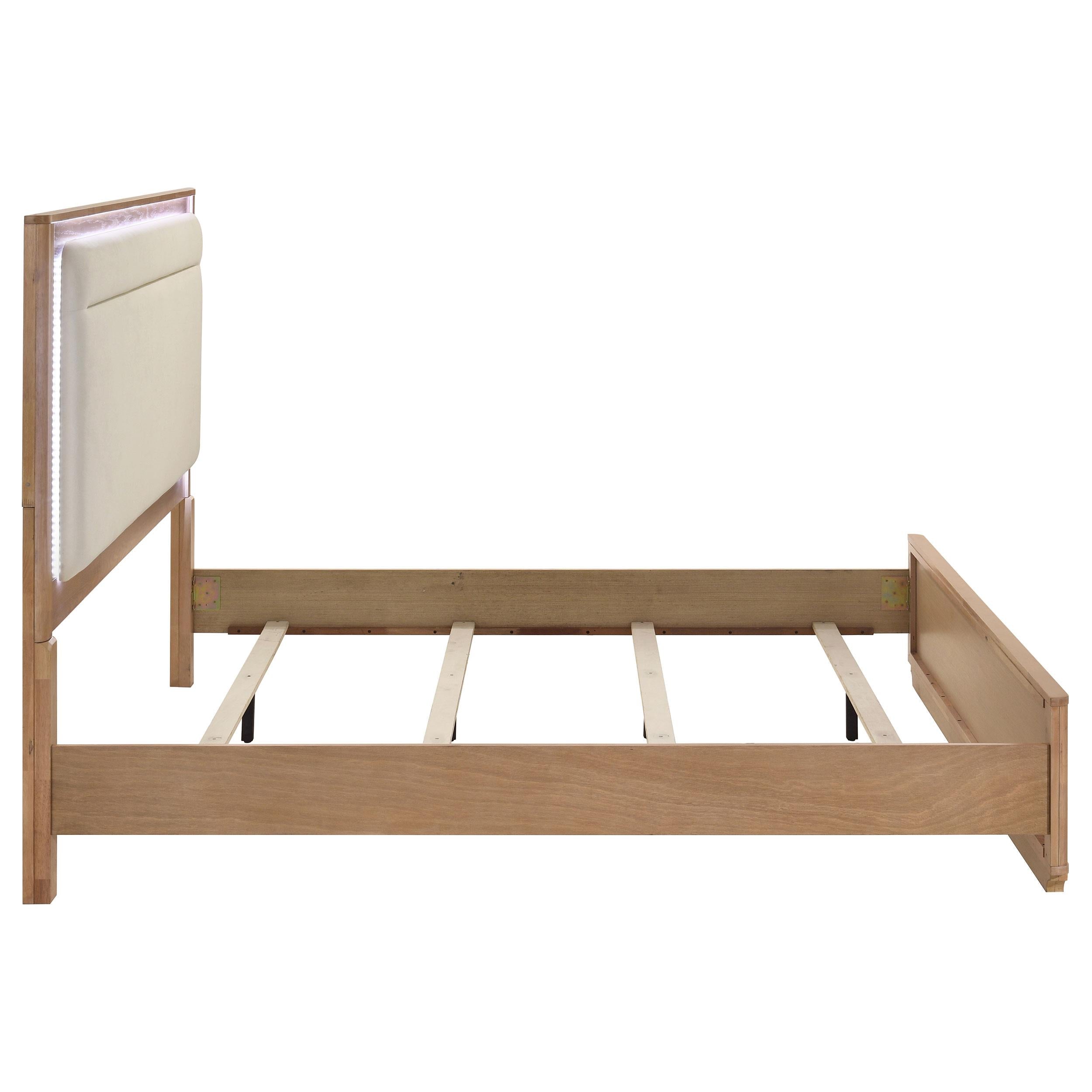  Coaster Furniture Leanne 223131KE Eastern King LED Panel Bed - Off White/Light Oak IMAGE 4