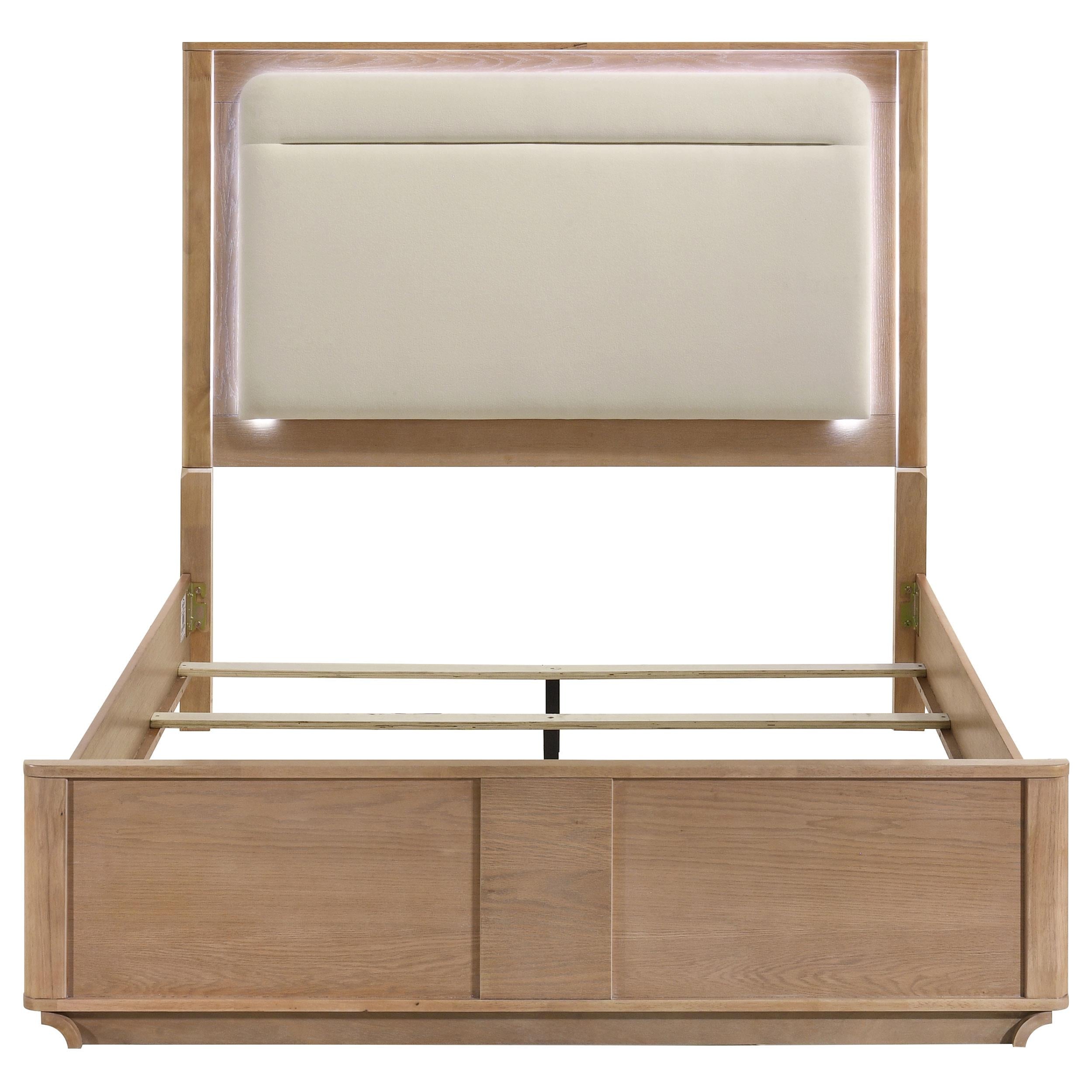  Coaster Furniture Leanne 223131Q Queen LED Panel Bed - Off White/Light Oak IMAGE 10